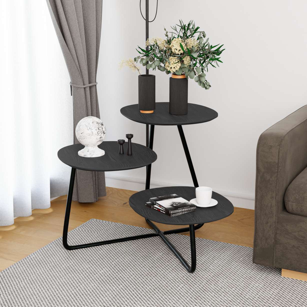 LeisureMod Hazelton Multi-Top End Tables with Manufactured Wood Top and Powder Coated Steel Frame - Image 15