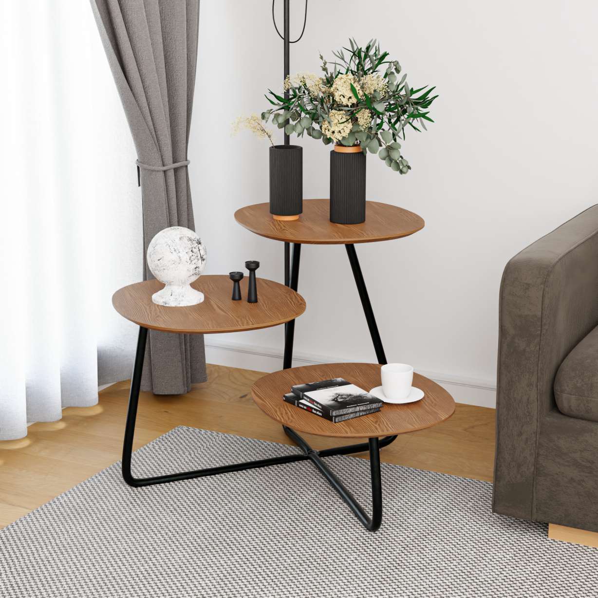 LeisureMod Hazelton Multi-Top End Tables with Manufactured Wood Top and Powder Coated Steel Frame - Image 24