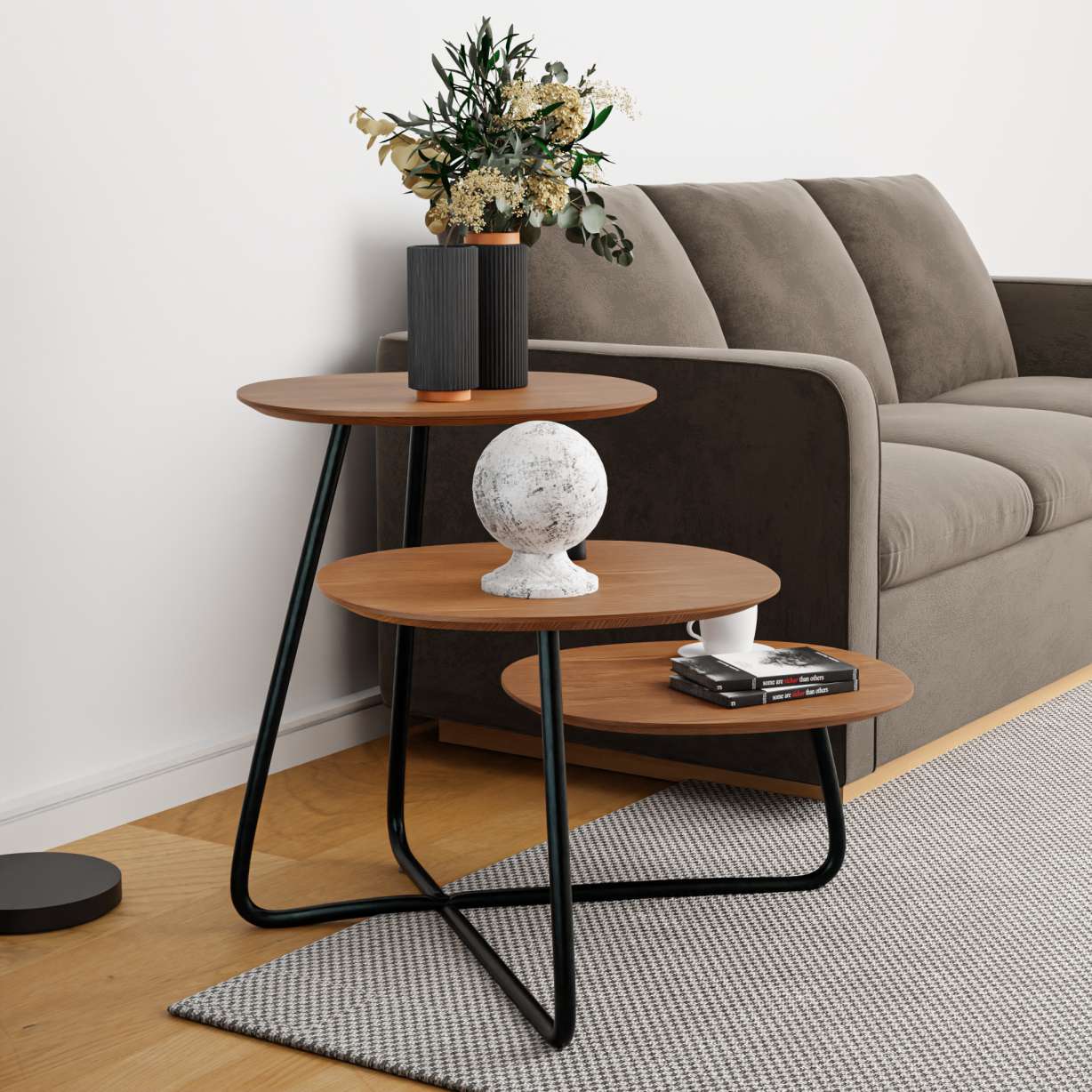 LeisureMod Hazelton Multi-Top End Tables with Manufactured Wood Top and Powder Coated Steel Frame - Image 25