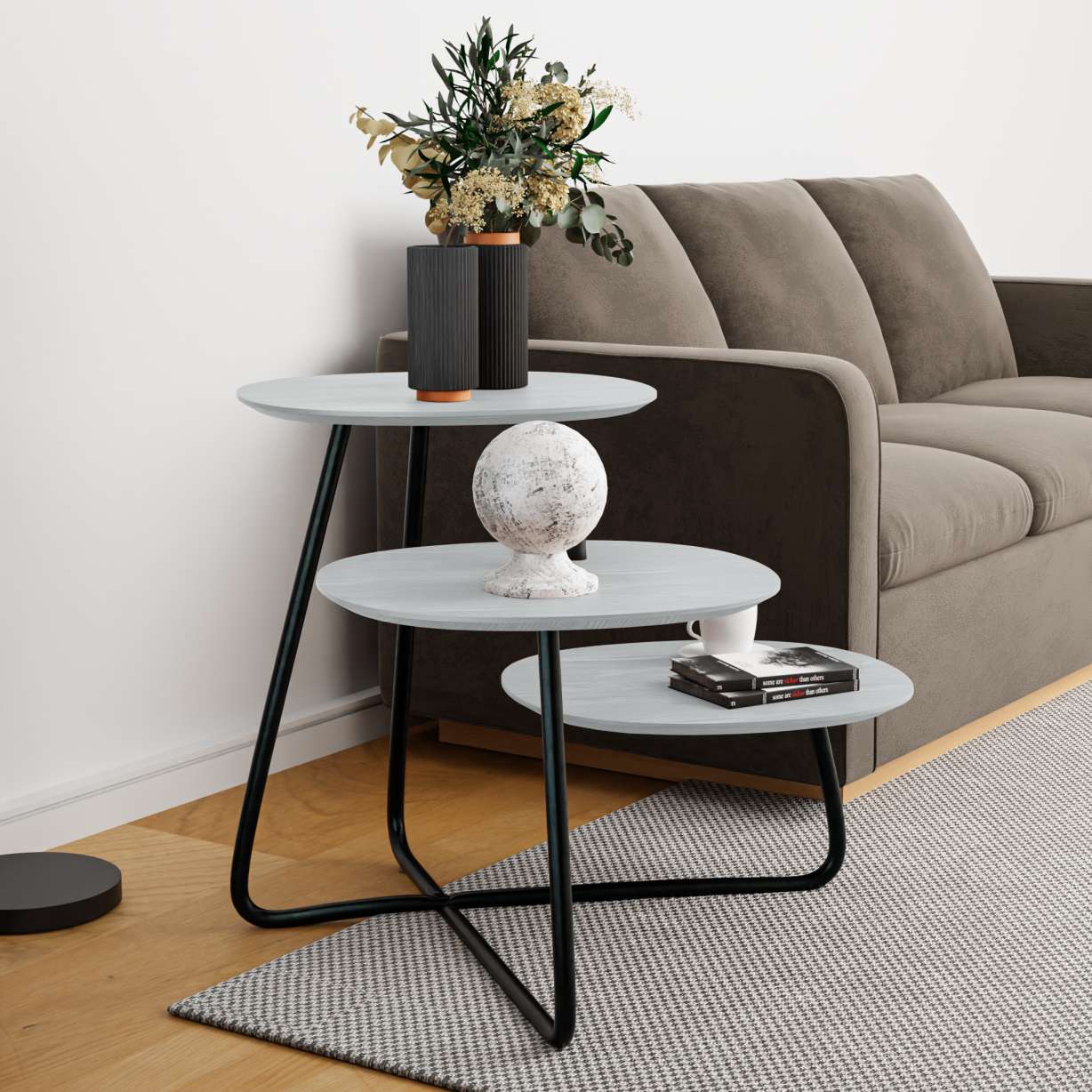 LeisureMod Hazelton Multi-Top End Tables with Manufactured Wood Top and Powder Coated Steel Frame - Image 35