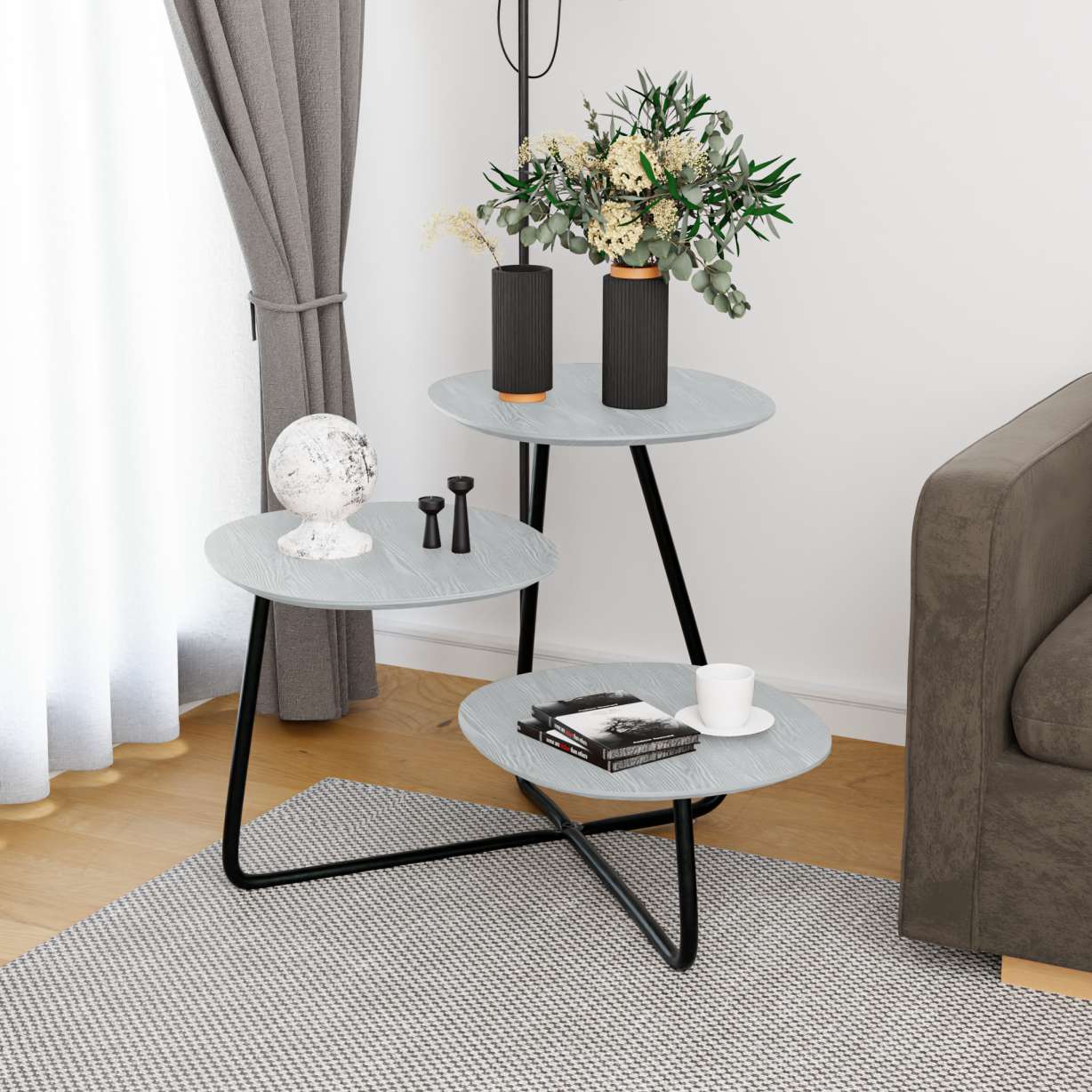 LeisureMod Hazelton Multi-Top End Tables with Manufactured Wood Top and Powder Coated Steel Frame - Image 36