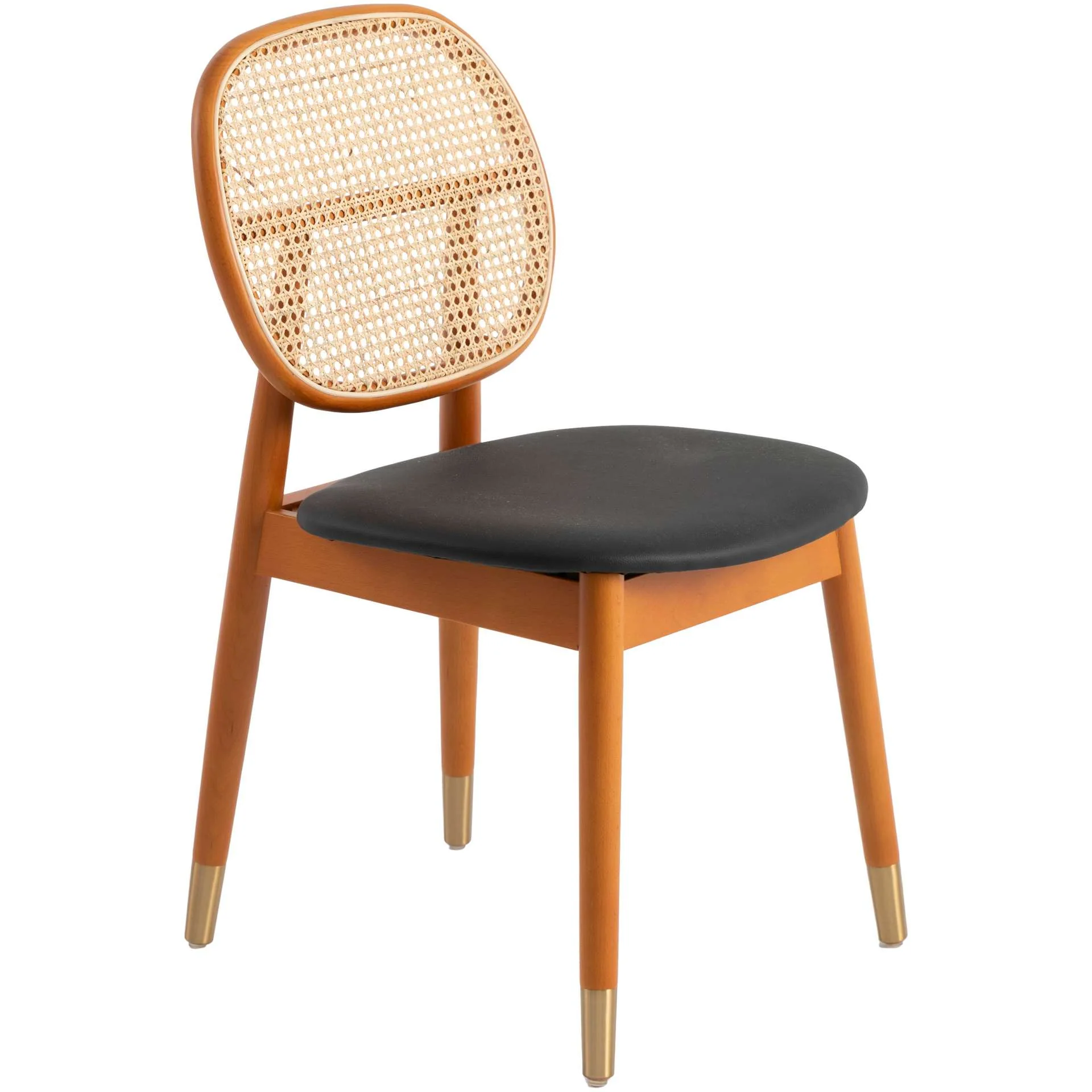 LeisureMod Holbeck Wicker Dining Chair with Upholstered Leather Seat and Beech Wood Legs - Image 10