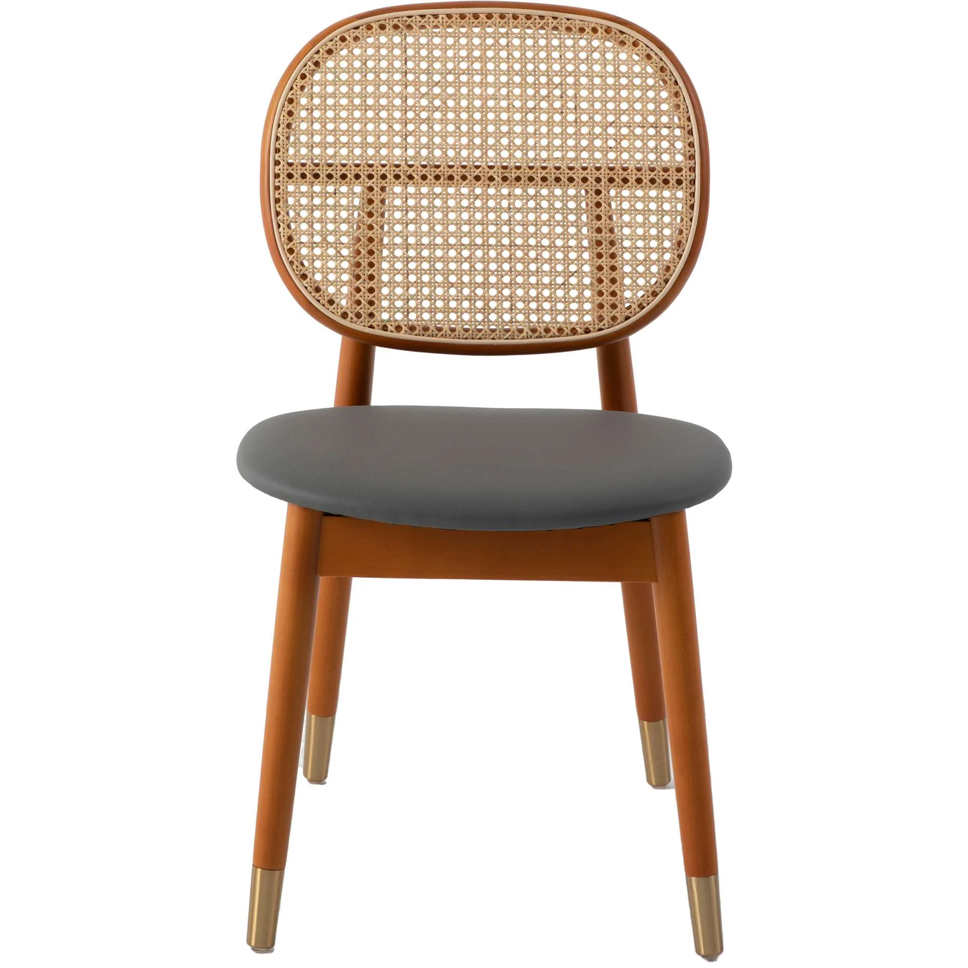 LeisureMod Holbeck Wicker Dining Chair with Upholstered Leather Seat and Beech Wood Legs - Image 13