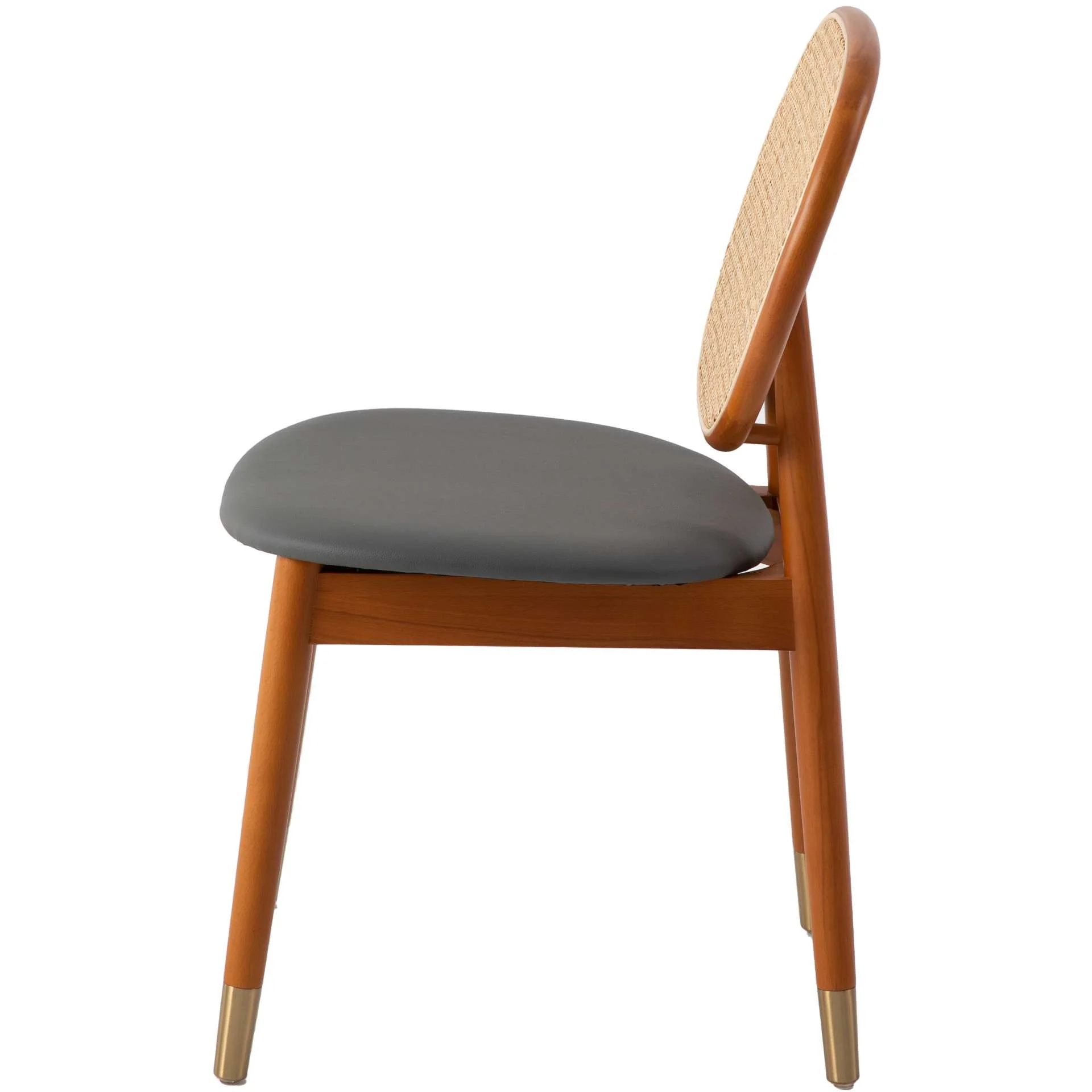 LeisureMod Holbeck Wicker Dining Chair with Upholstered Leather Seat and Beech Wood Legs - Image 14