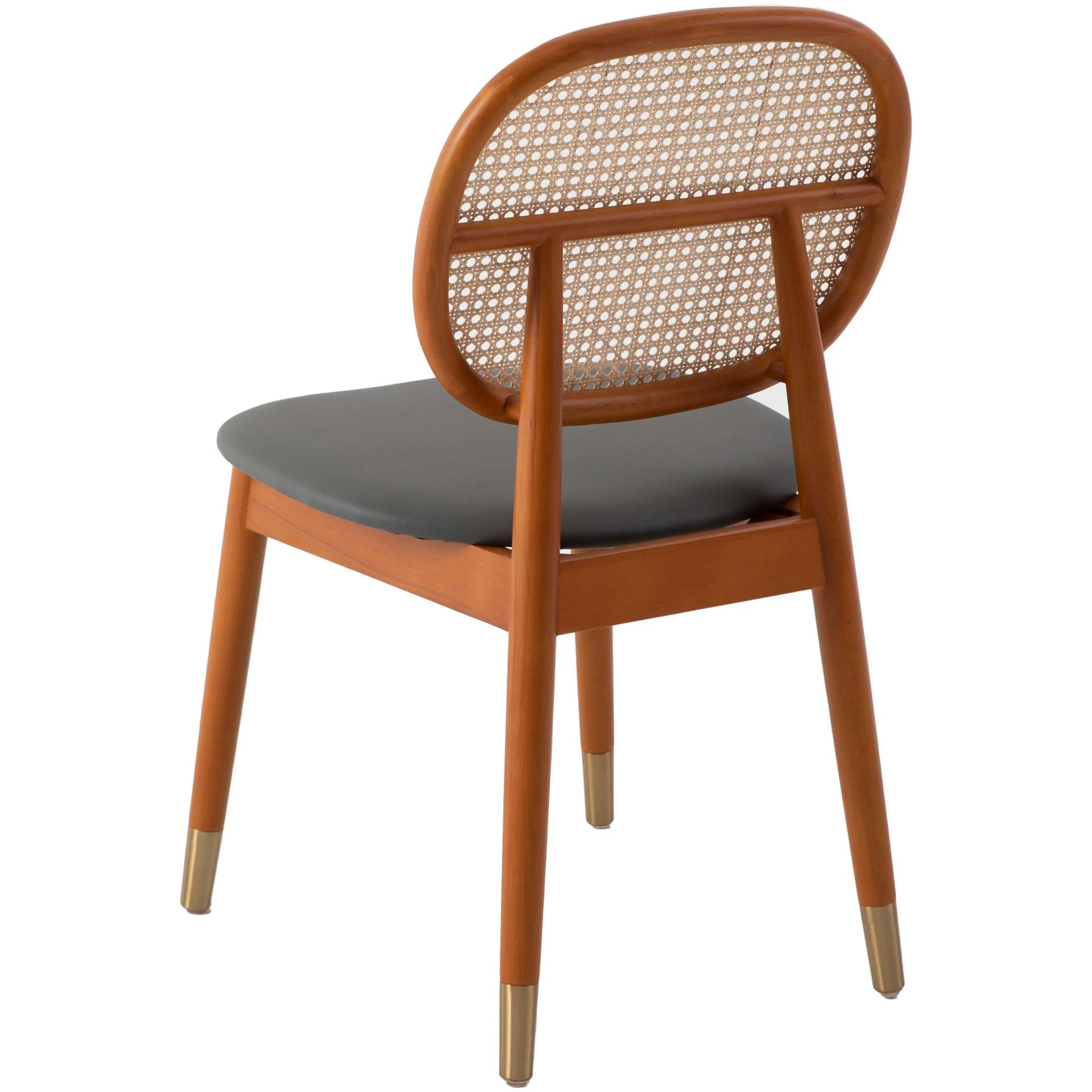LeisureMod Holbeck Wicker Dining Chair with Upholstered Leather Seat and Beech Wood Legs - Image 15