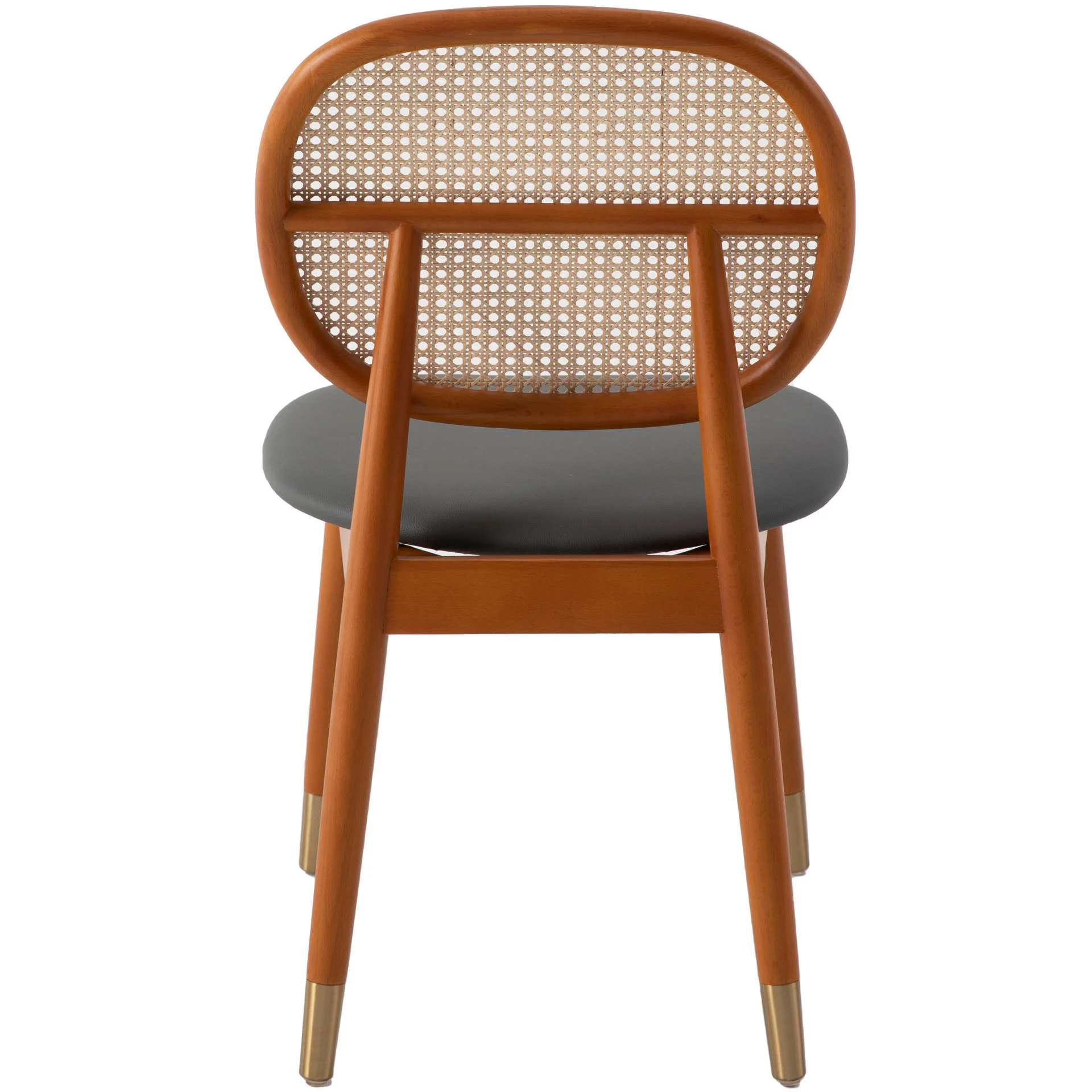 LeisureMod Holbeck Wicker Dining Chair with Upholstered Leather Seat and Beech Wood Legs - Image 16