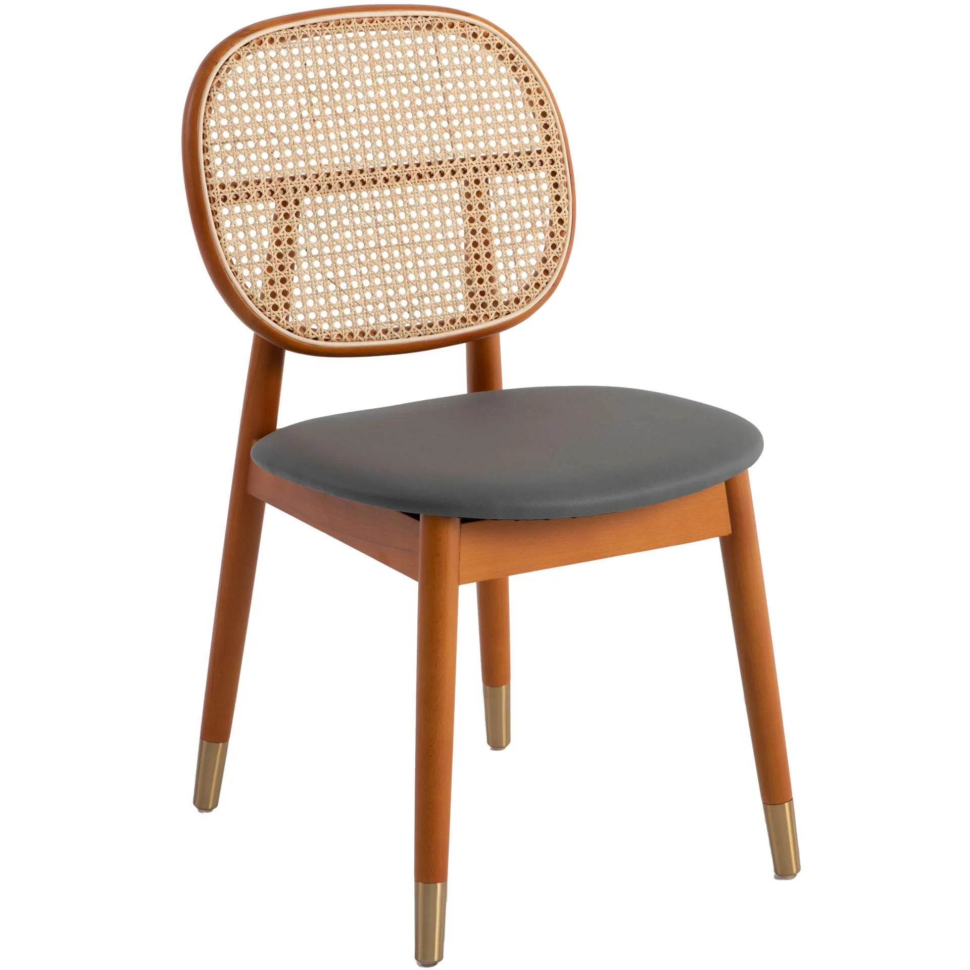 LeisureMod Holbeck Wicker Dining Chair with Upholstered Leather Seat and Beech Wood Legs - Image 20
