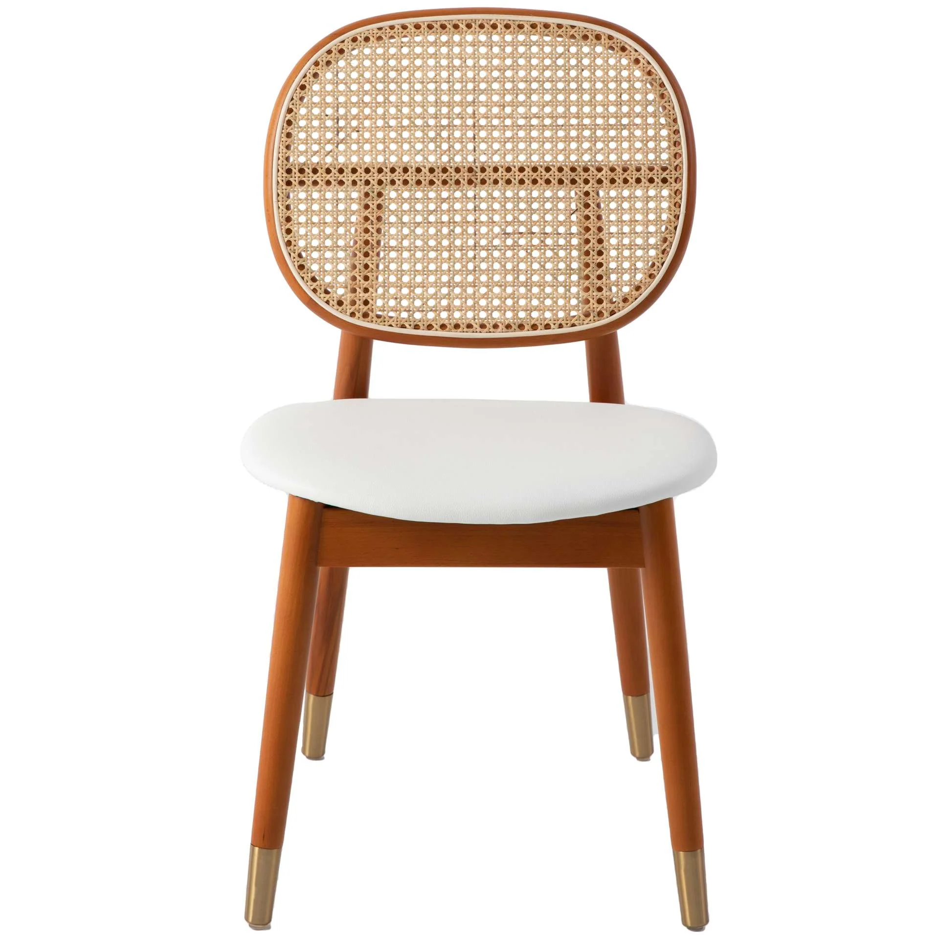 LeisureMod Holbeck Wicker Dining Chair with Upholstered Leather Seat and Beech Wood Legs - Image 21