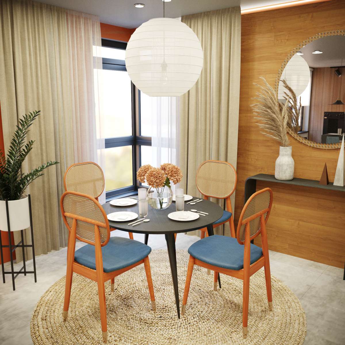 LeisureMod Holbeck Wicker Dining Chair with Upholstered Leather Seat and Beech Wood Legs - Image 22