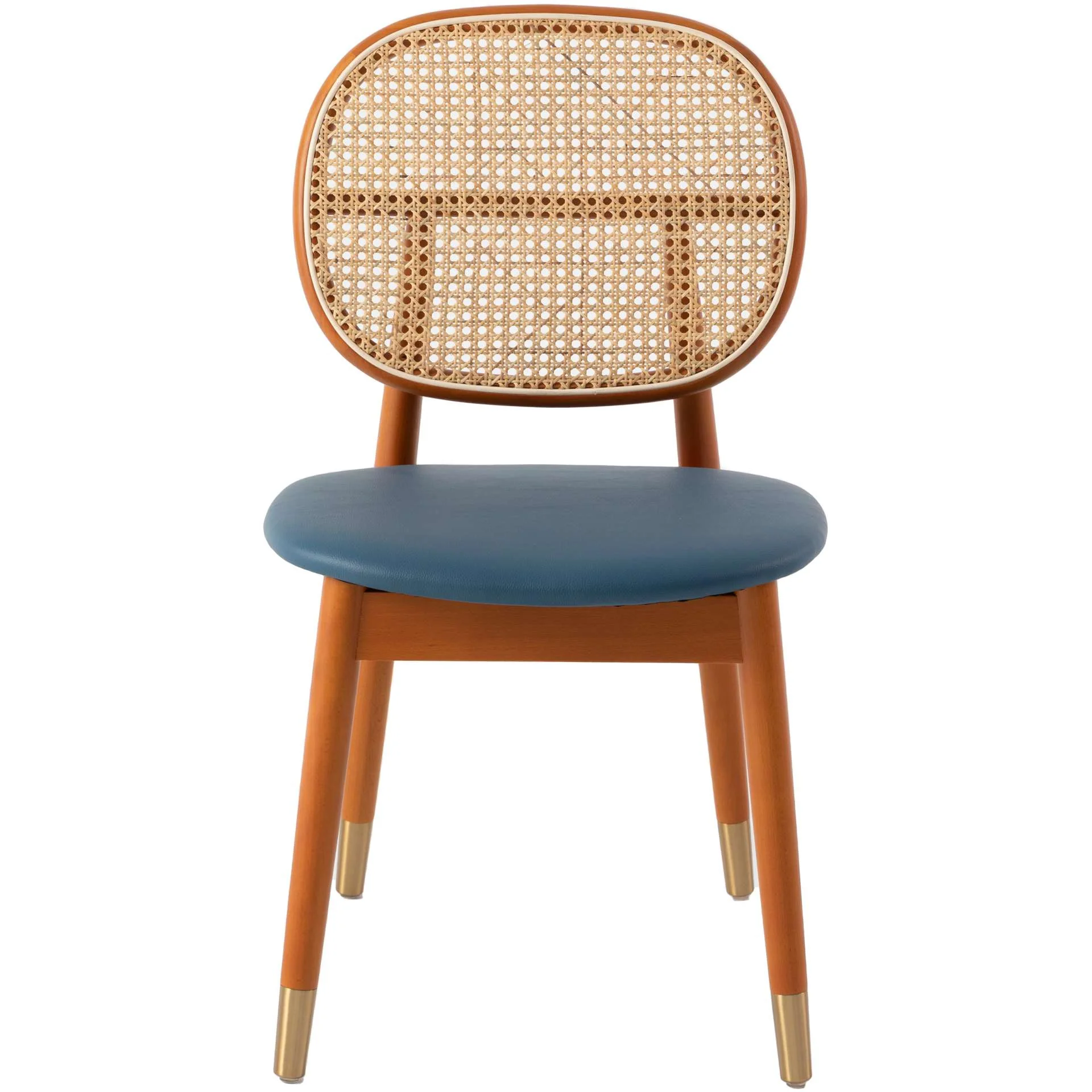 LeisureMod Holbeck Wicker Dining Chair with Upholstered Leather Seat and Beech Wood Legs - Image 24