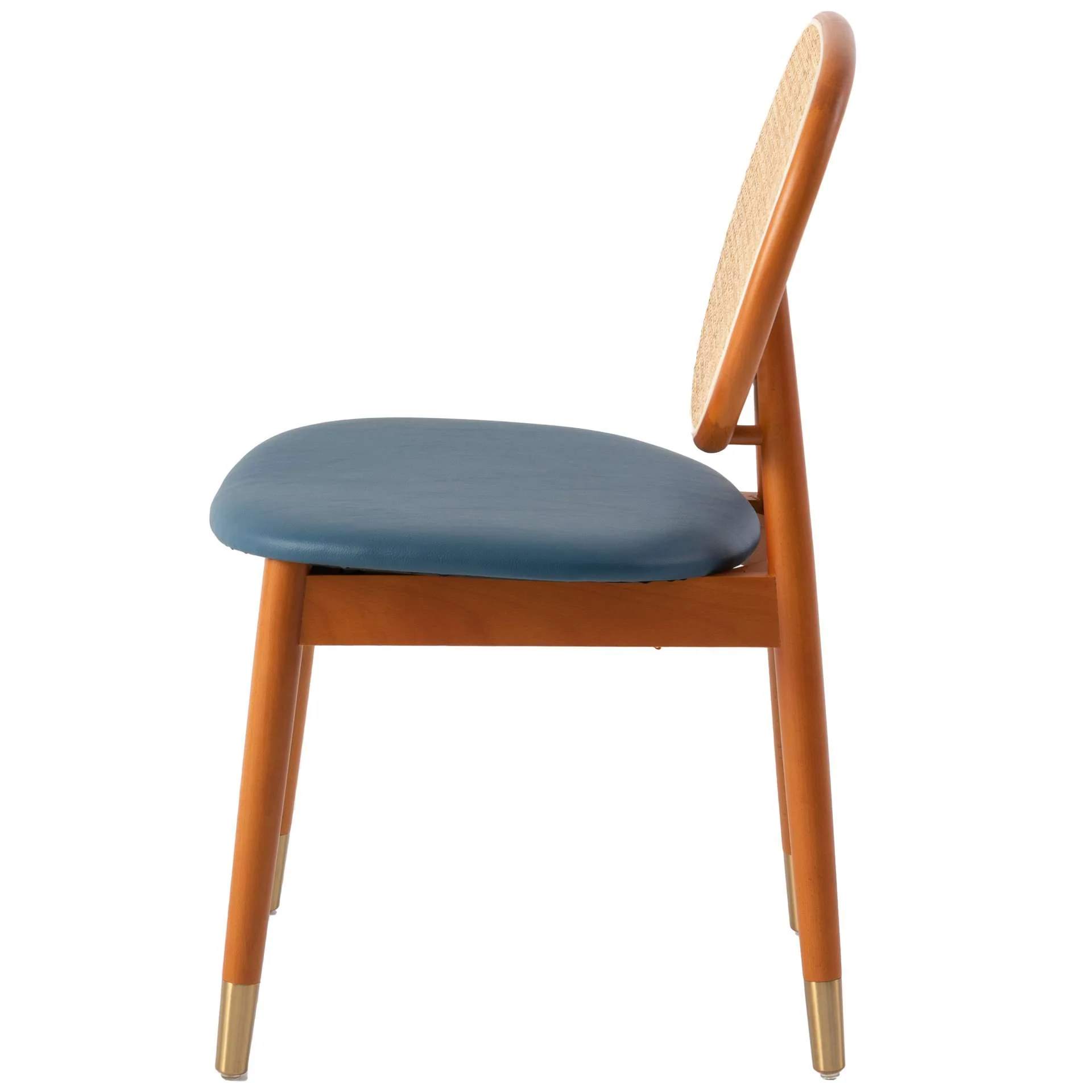 LeisureMod Holbeck Wicker Dining Chair with Upholstered Leather Seat and Beech Wood Legs - Image 25