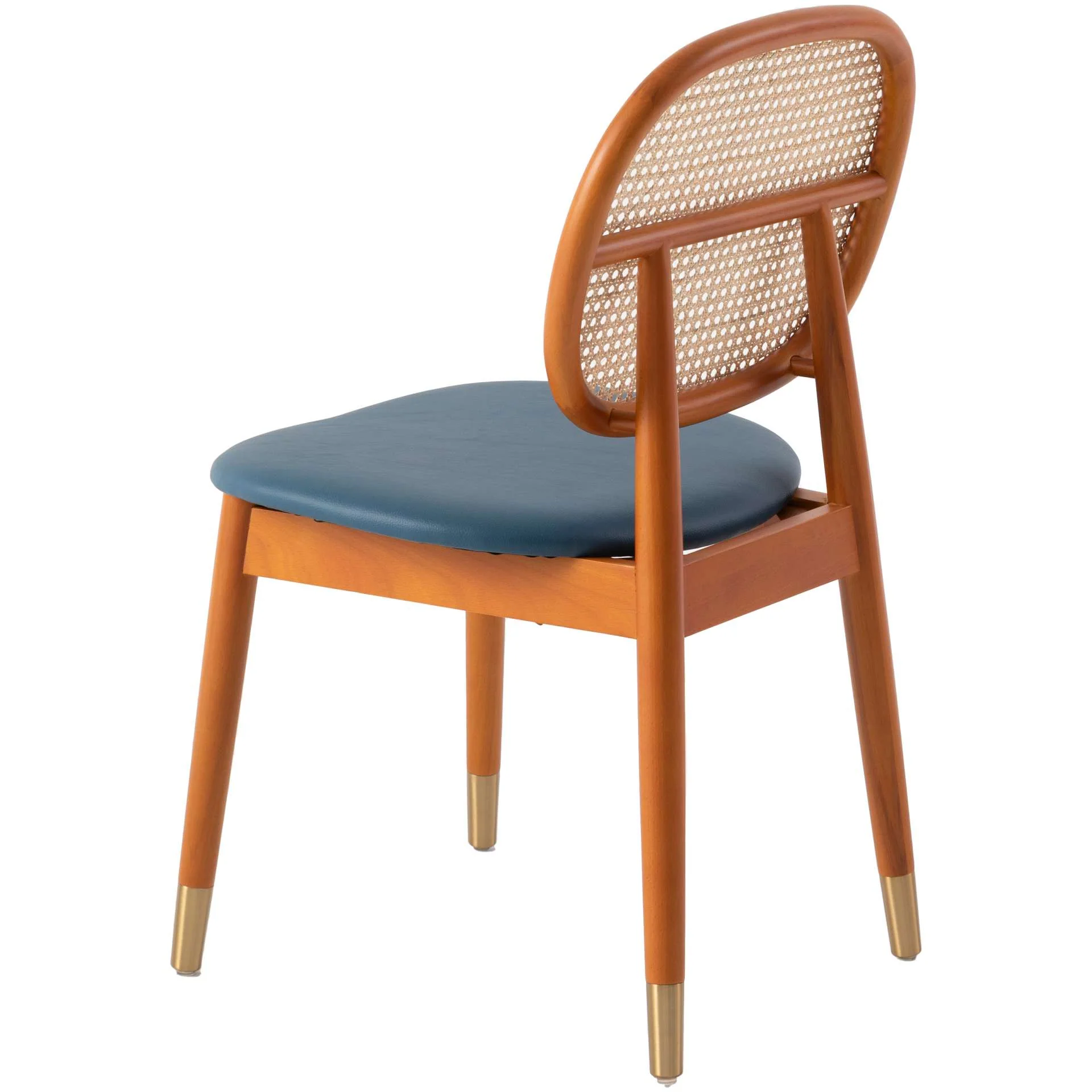LeisureMod Holbeck Wicker Dining Chair with Upholstered Leather Seat and Beech Wood Legs - Image 26