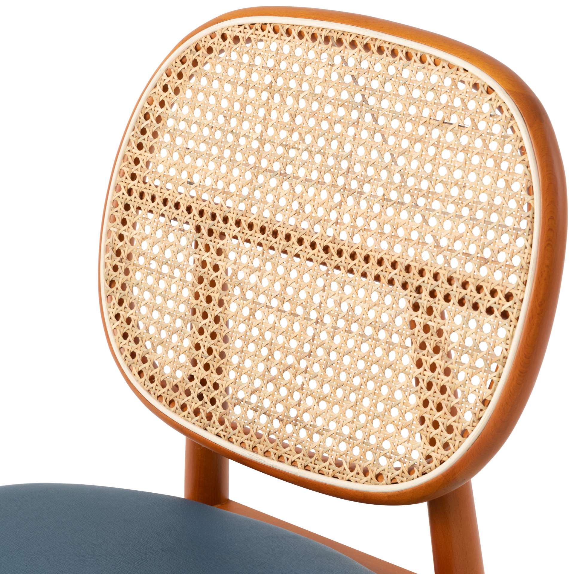 LeisureMod Holbeck Wicker Dining Chair with Upholstered Leather Seat and Beech Wood Legs - Image 30