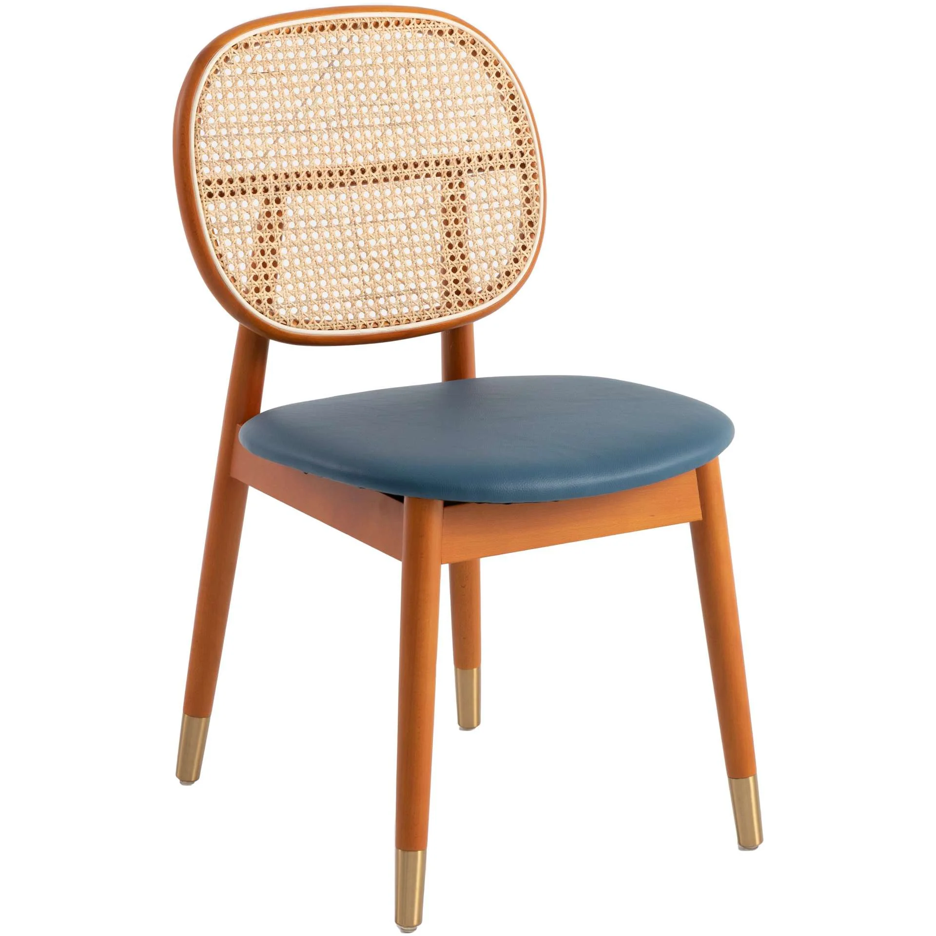 LeisureMod Holbeck Wicker Dining Chair with Upholstered Leather Seat and Beech Wood Legs - Image 31