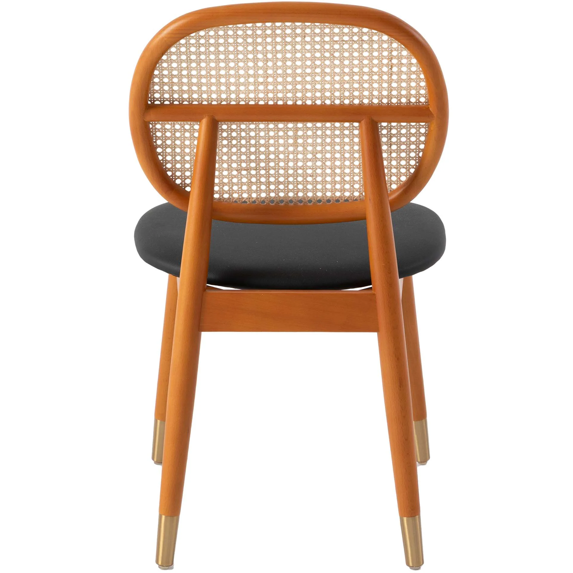 LeisureMod Holbeck Wicker Dining Chair with Upholstered Leather Seat and Beech Wood Legs - Image 6