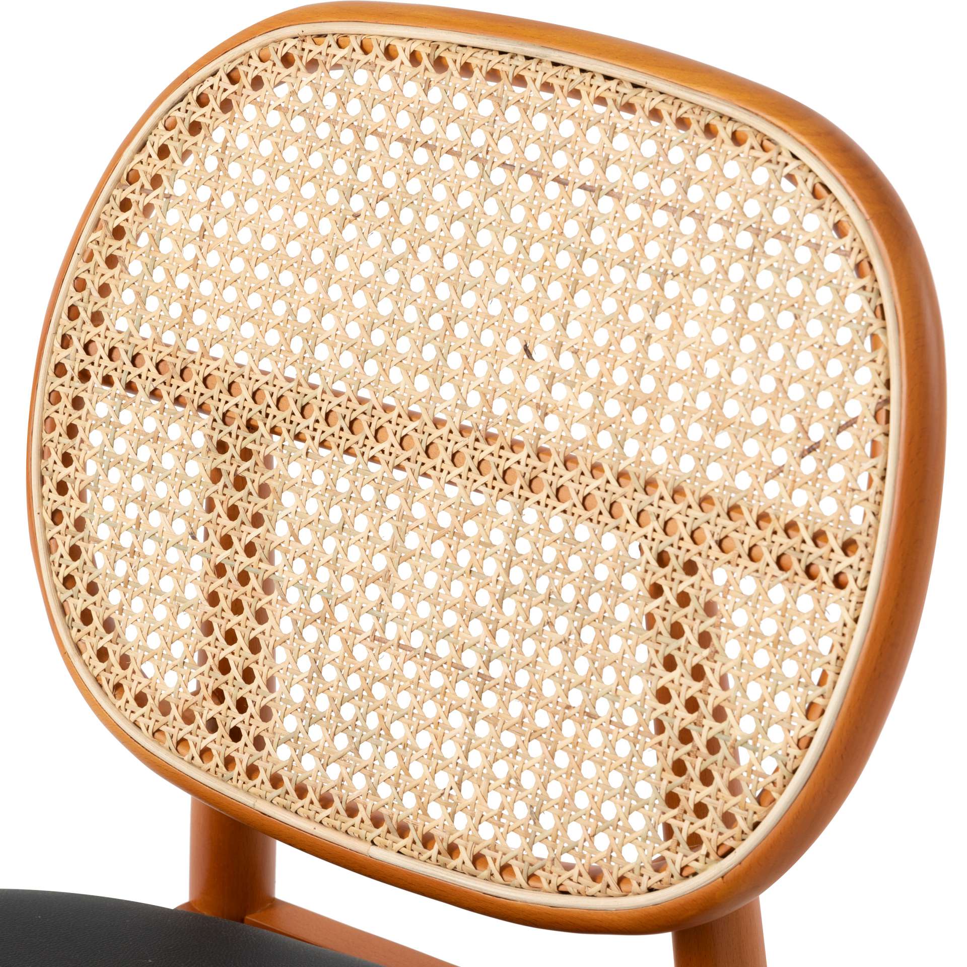 LeisureMod Holbeck Wicker Dining Chair with Upholstered Leather Seat and Beech Wood Legs - Image 8