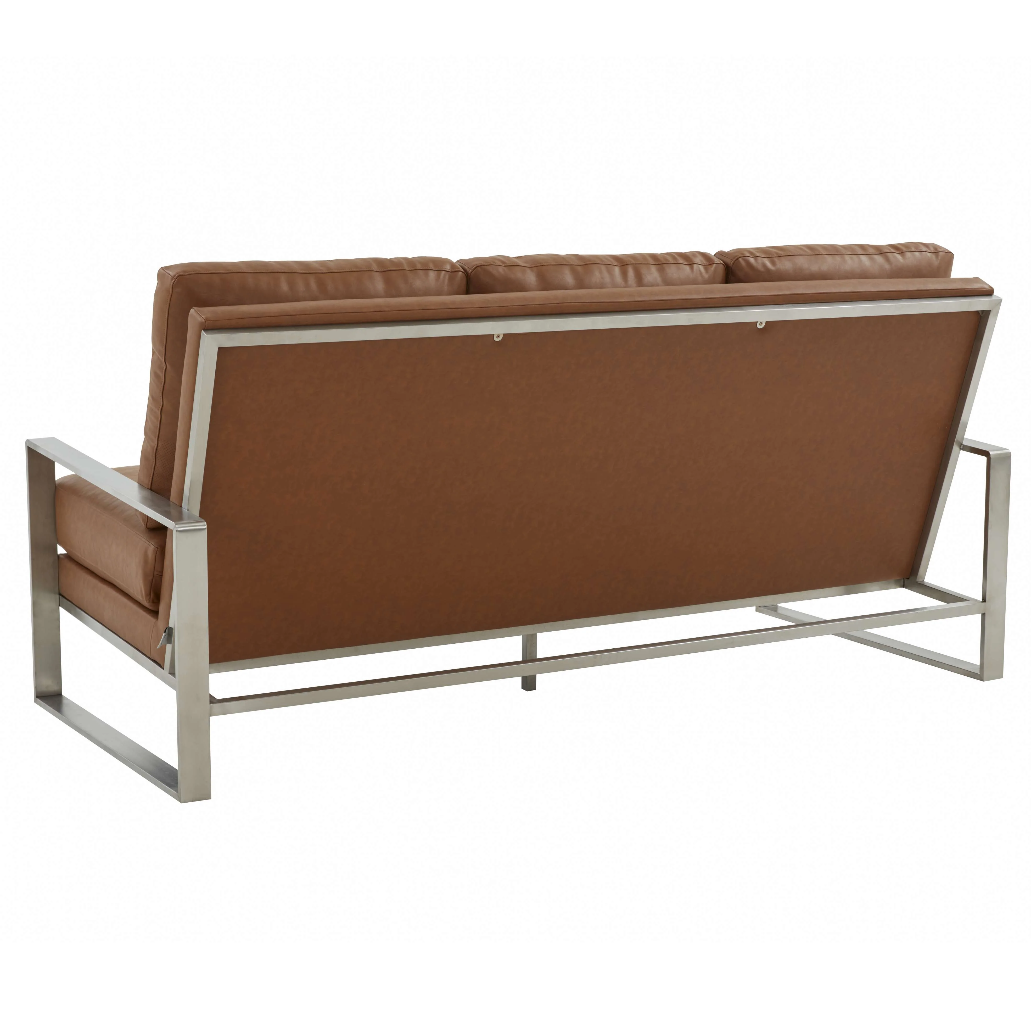 LeisureMod Jefferson Contemporary Modern Design Leather Sofa With Silver Frame - Image 12