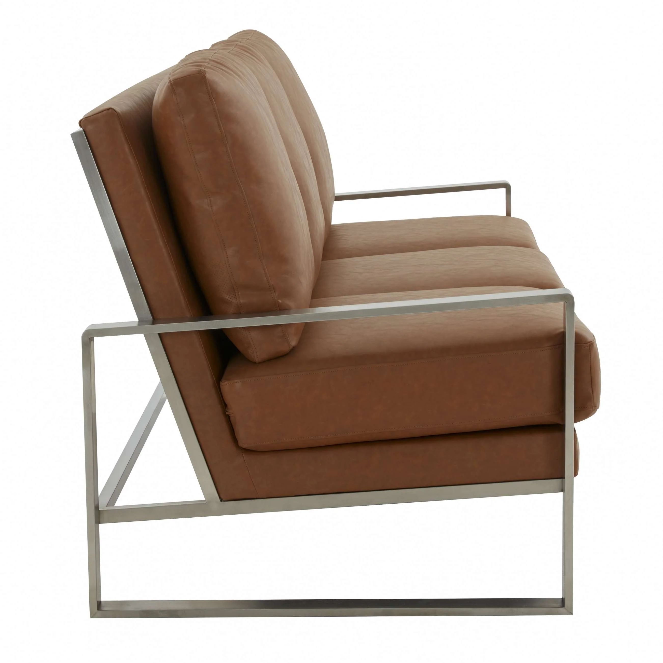 LeisureMod Jefferson Contemporary Modern Design Leather Sofa With Silver Frame - Image 13