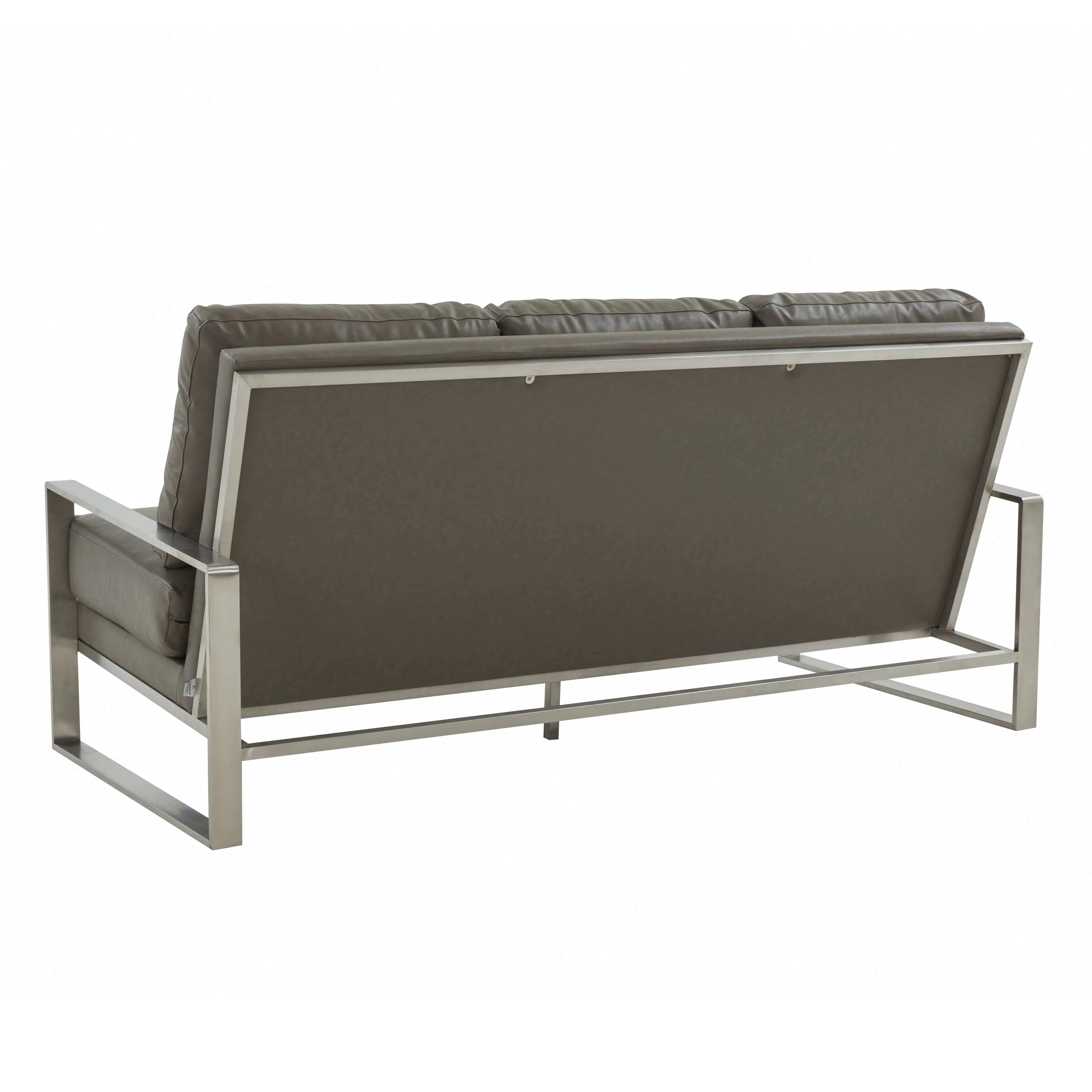 LeisureMod Jefferson Contemporary Modern Design Leather Sofa With Silver Frame - Image 19