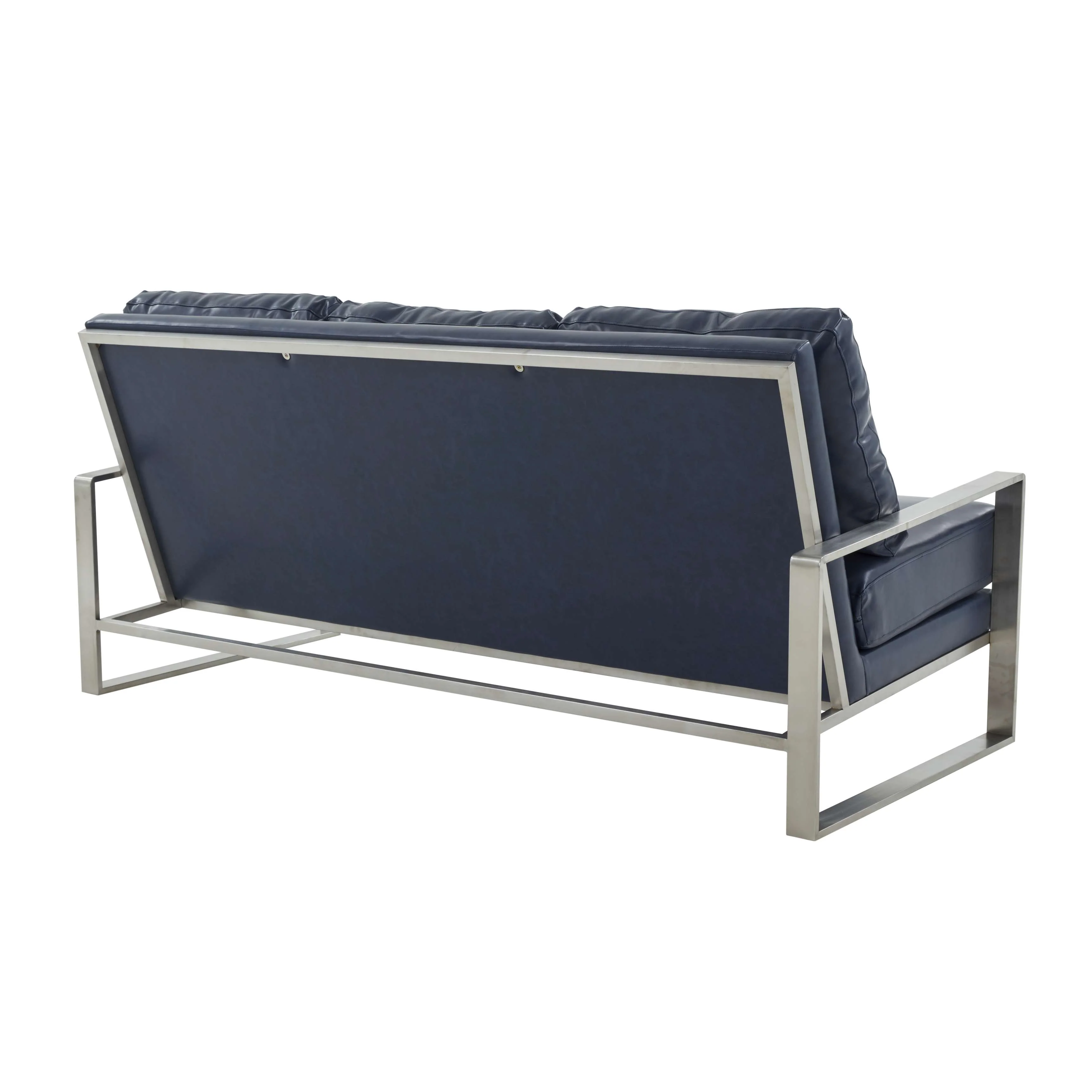 LeisureMod Jefferson Contemporary Modern Design Leather Sofa With Silver Frame - Image 26