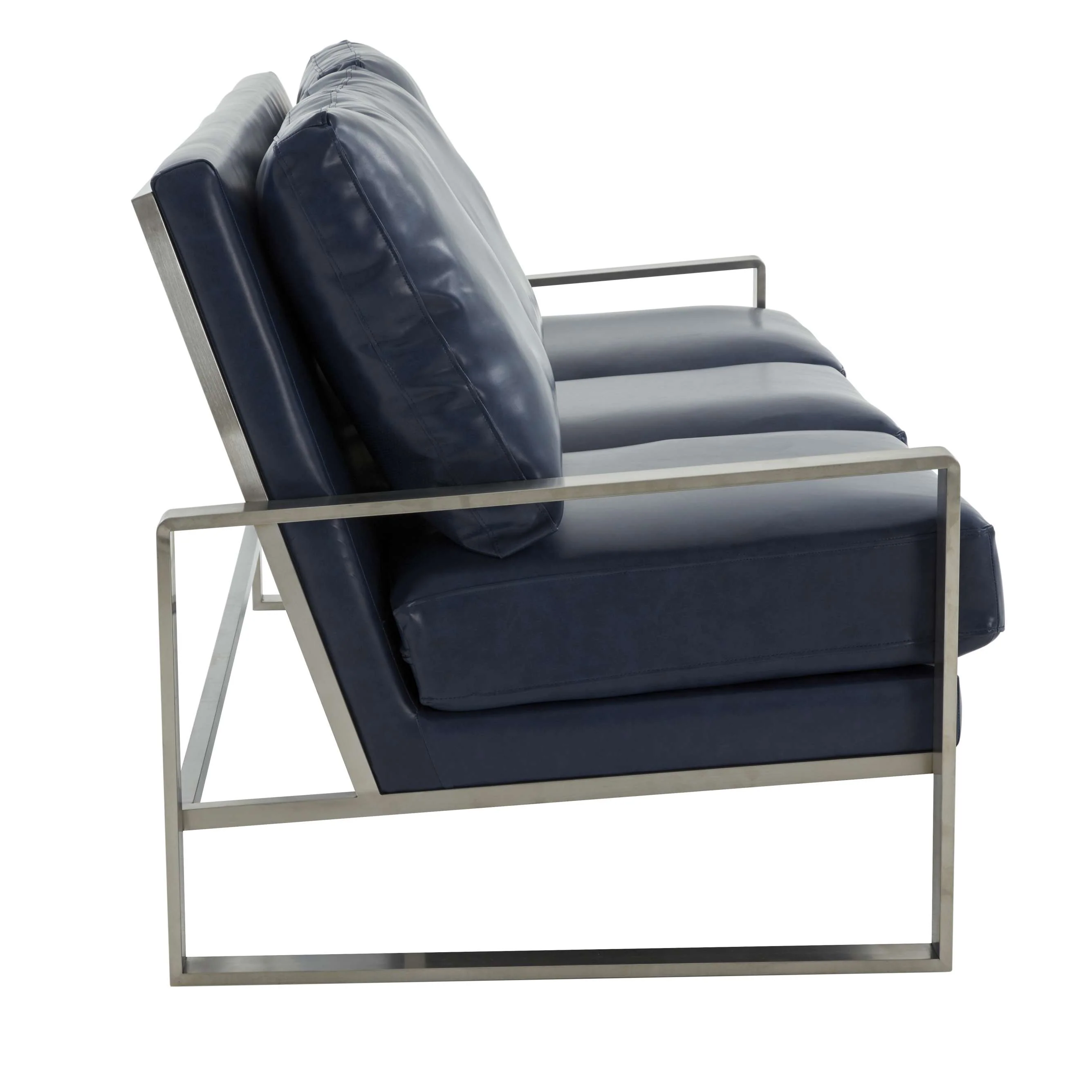 LeisureMod Jefferson Contemporary Modern Design Leather Sofa With Silver Frame - Image 27