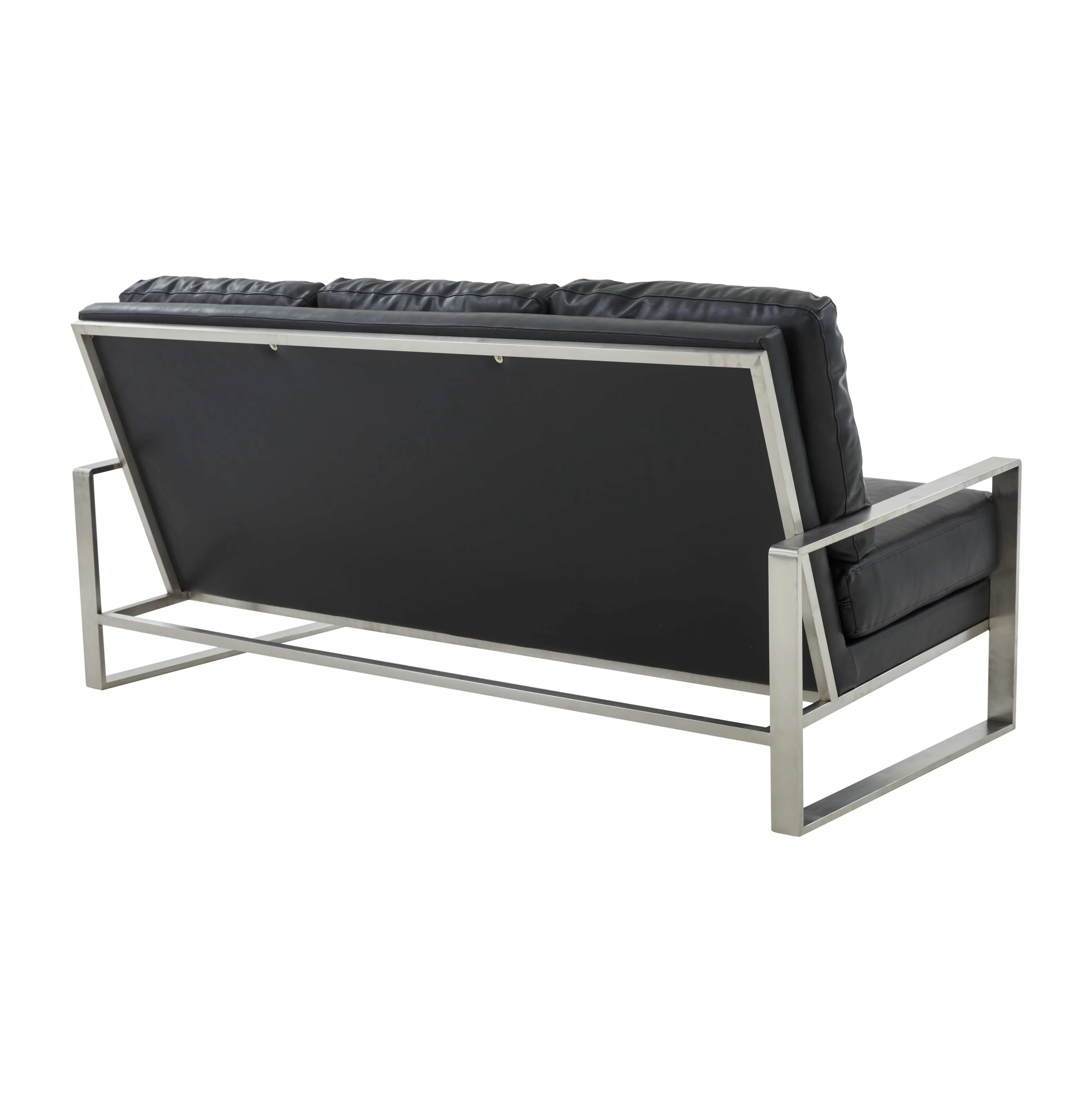 LeisureMod Jefferson Contemporary Modern Design Leather Sofa With Silver Frame - Image 5