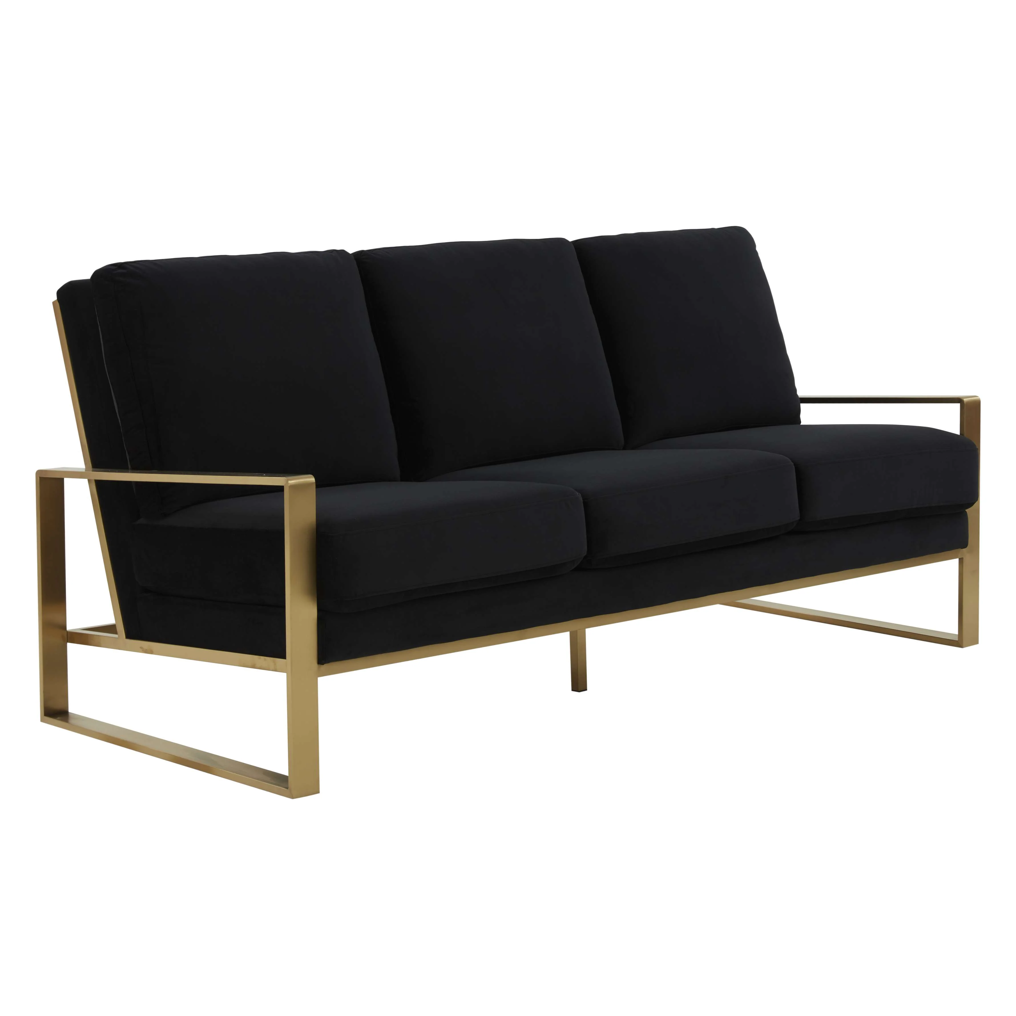 LeisureMod Jefferson Contemporary Modern Design Velvet Sofa With Gold Frame. - Image 10