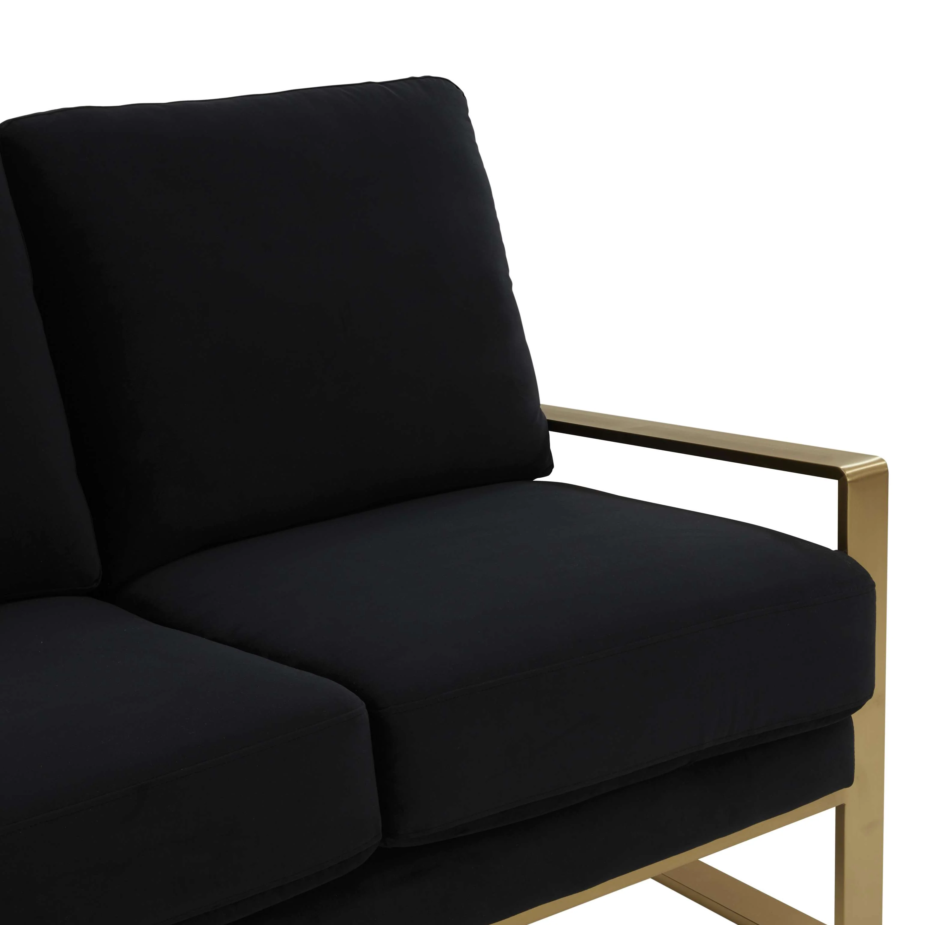 LeisureMod Jefferson Contemporary Modern Design Velvet Sofa With Gold Frame. - Image 11