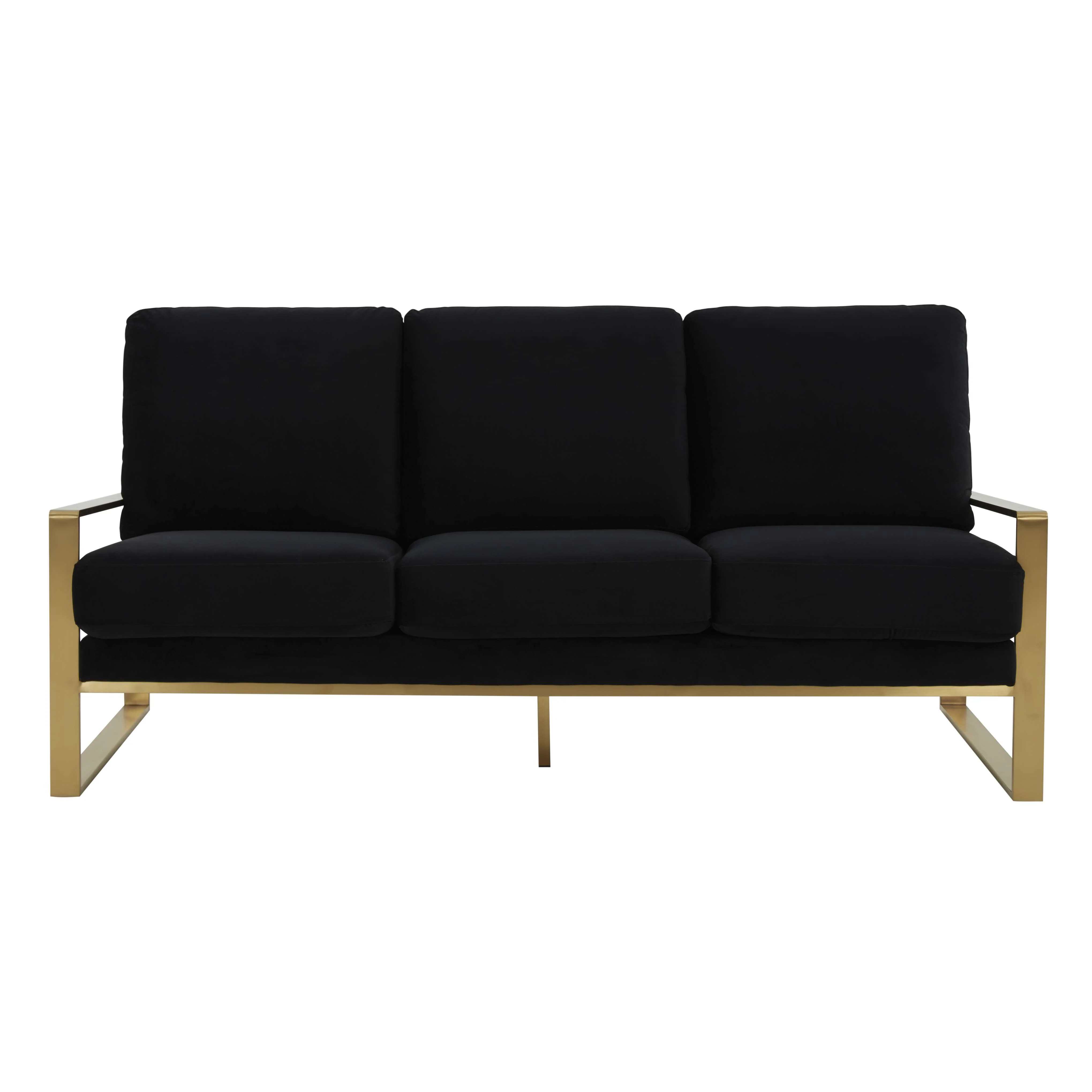 LeisureMod Jefferson Contemporary Modern Design Velvet Sofa With Gold Frame. - Image 12
