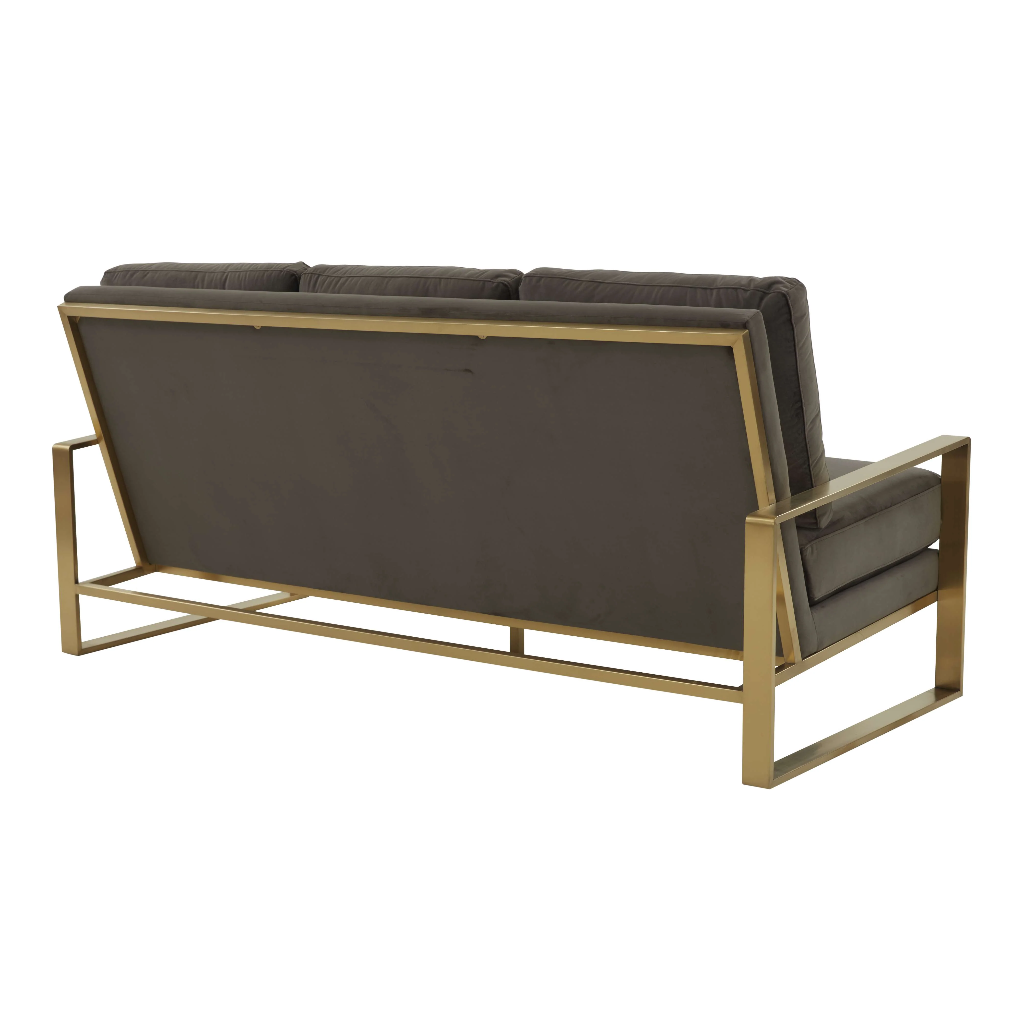 LeisureMod Jefferson Contemporary Modern Design Velvet Sofa With Gold Frame. - Image 16