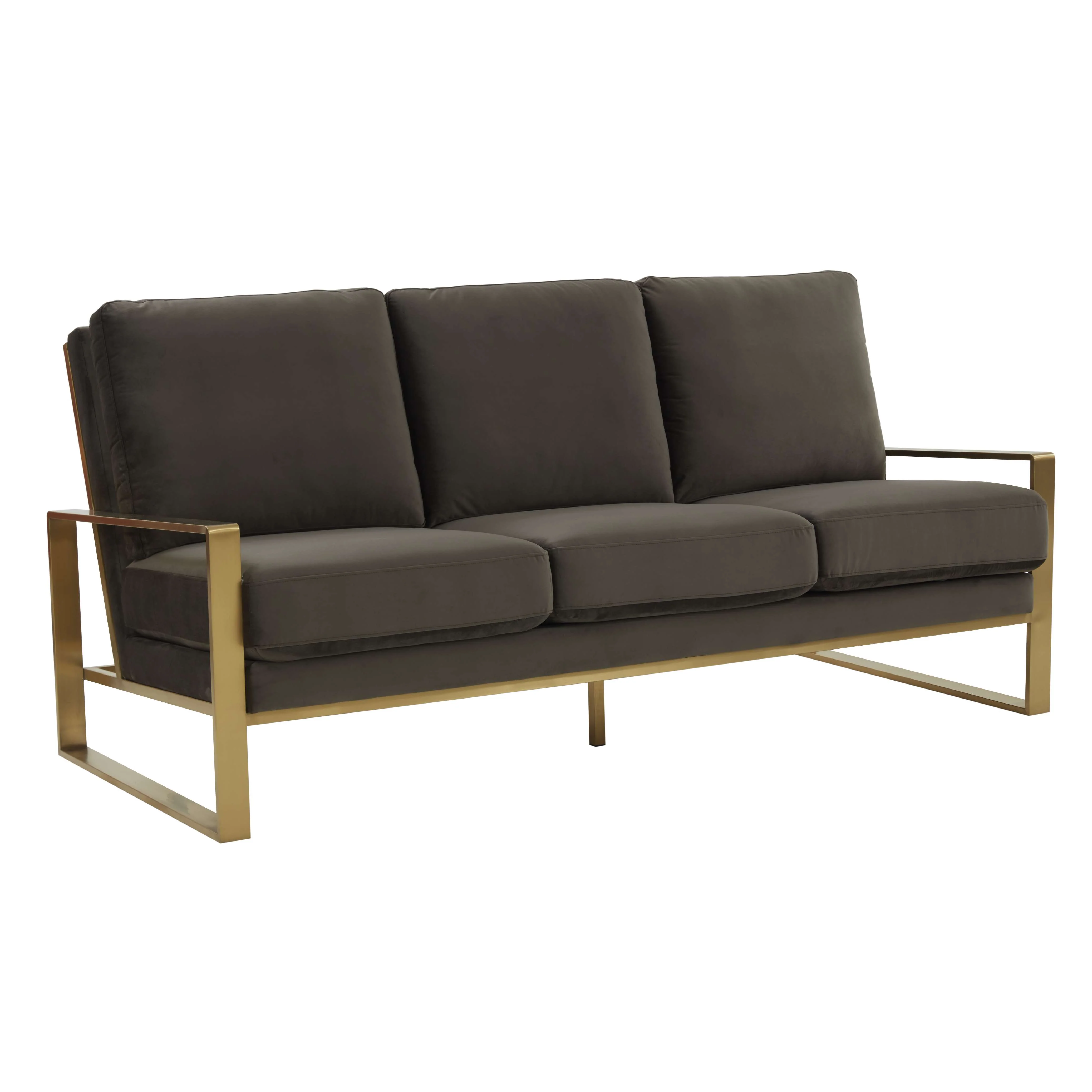 LeisureMod Jefferson Contemporary Modern Design Velvet Sofa With Gold Frame. - Image 18