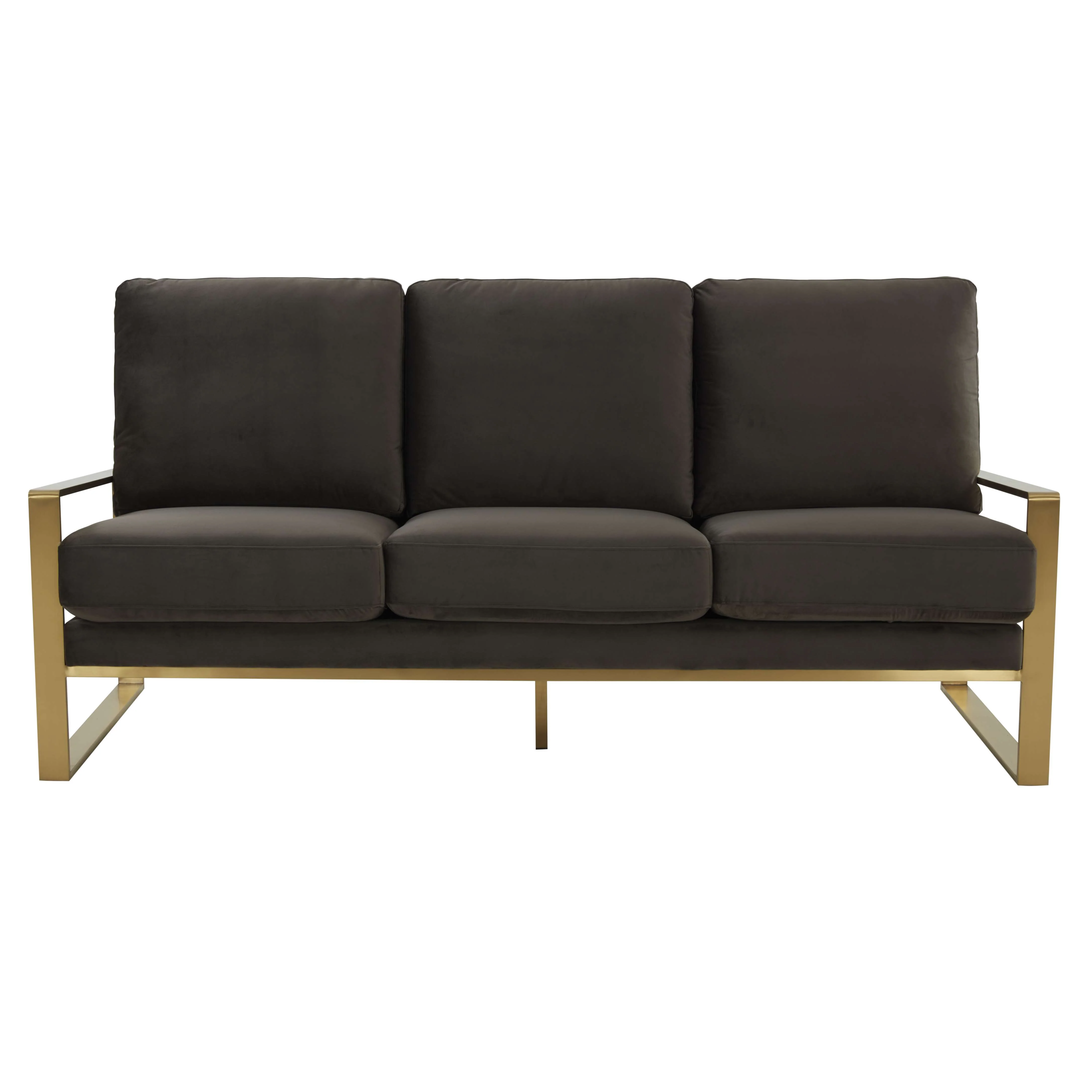 LeisureMod Jefferson Contemporary Modern Design Velvet Sofa With Gold Frame. - Image 19