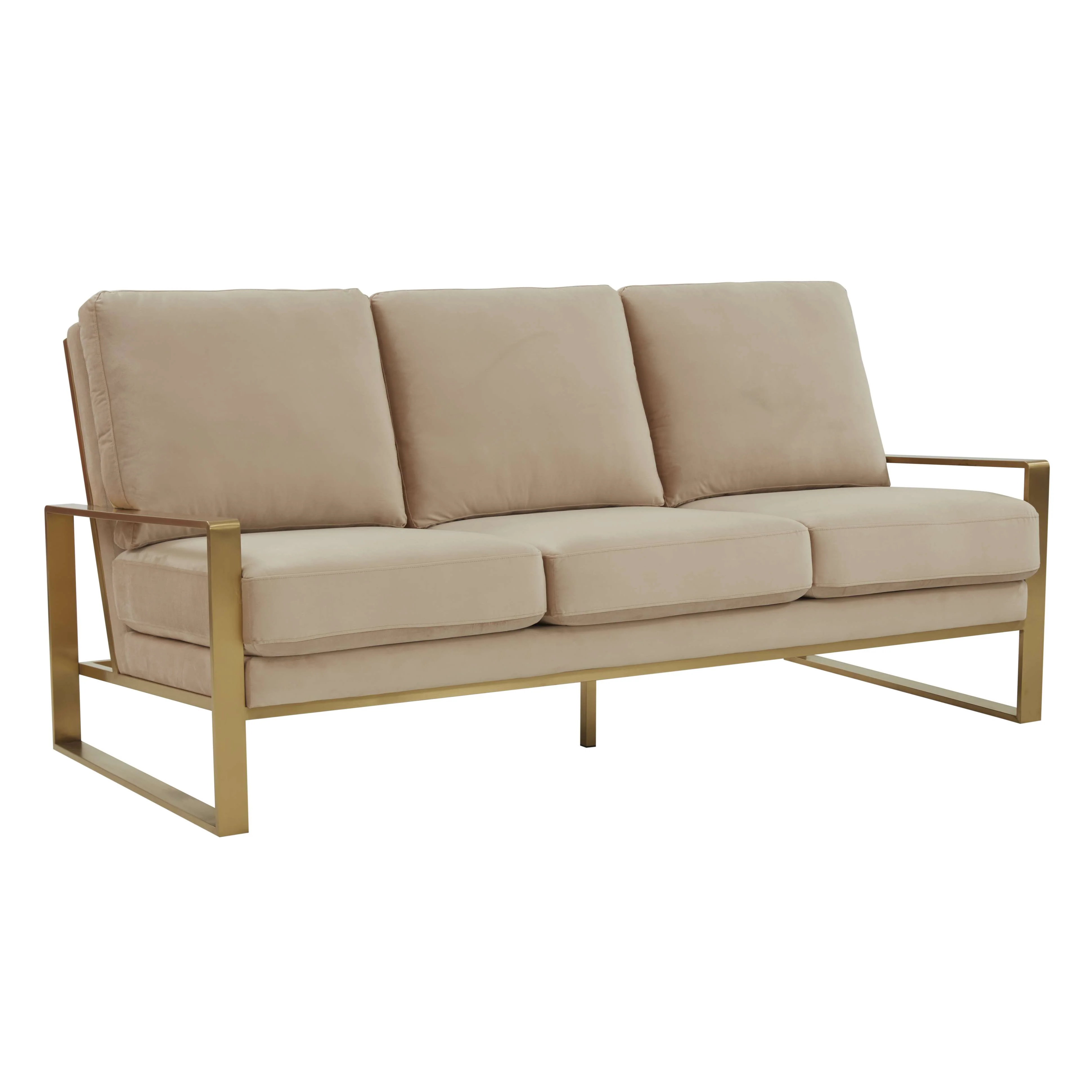 LeisureMod Jefferson Contemporary Modern Design Velvet Sofa With Gold Frame. - Image 2