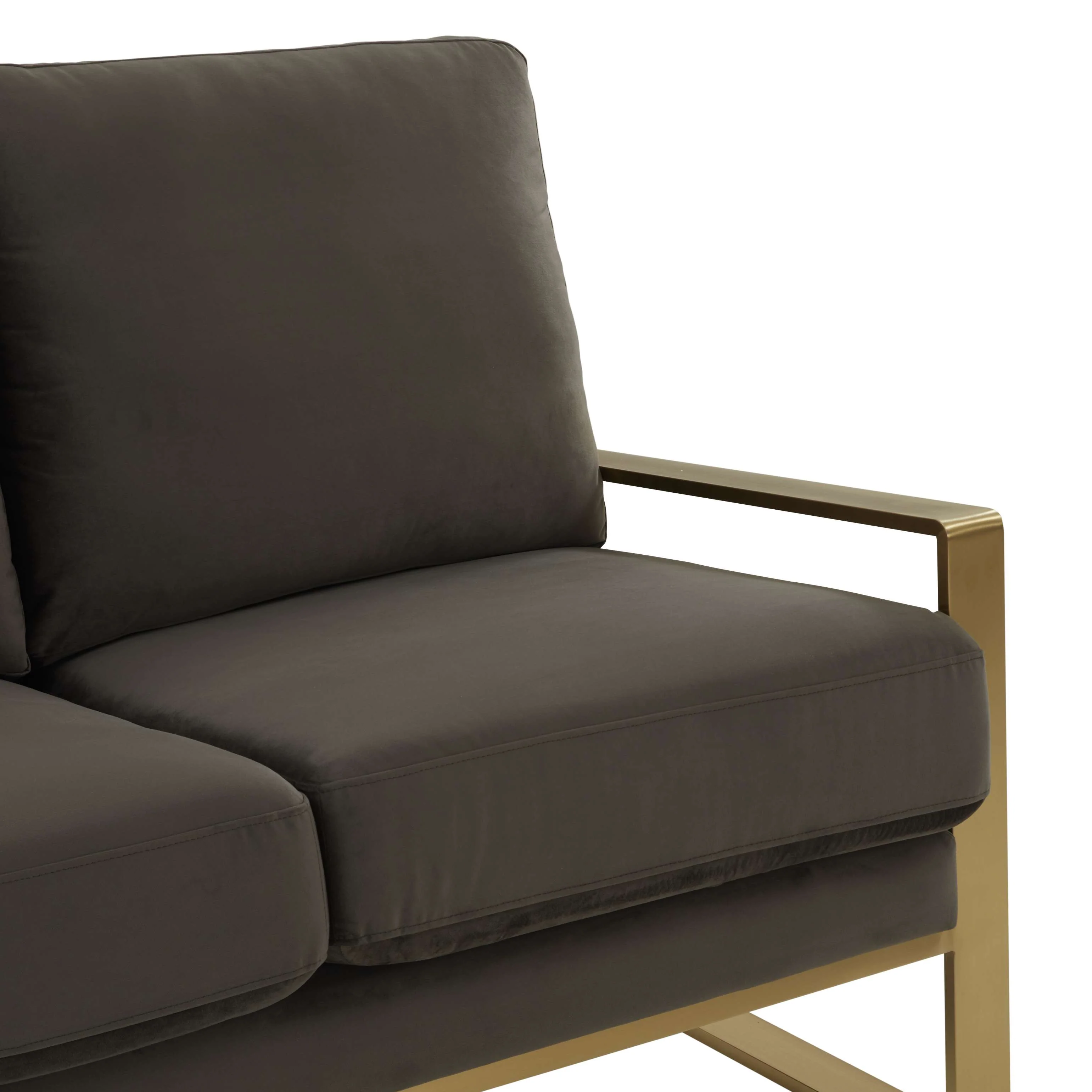 LeisureMod Jefferson Contemporary Modern Design Velvet Sofa With Gold Frame. - Image 20