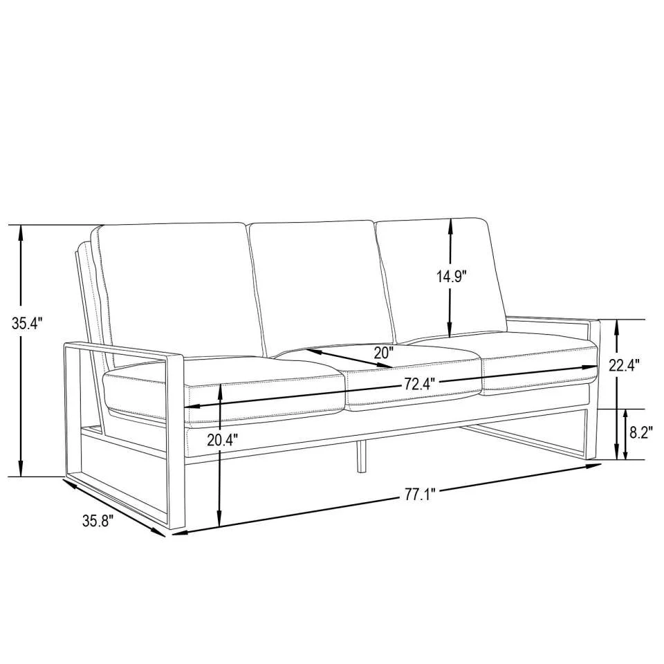 LeisureMod Jefferson Contemporary Modern Design Velvet Sofa With Gold Frame. - Image 22