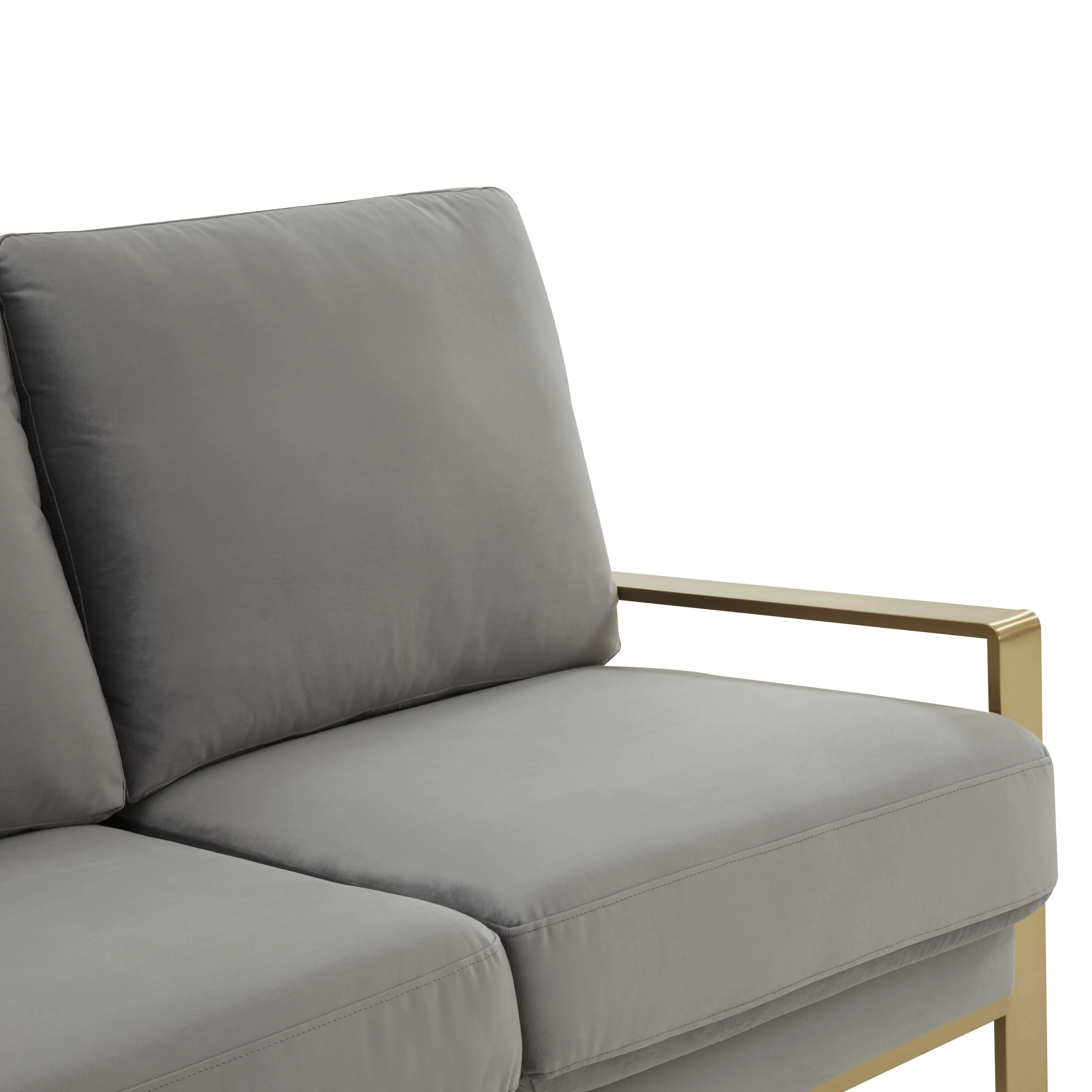 LeisureMod Jefferson Contemporary Modern Design Velvet Sofa With Gold Frame. - Image 23
