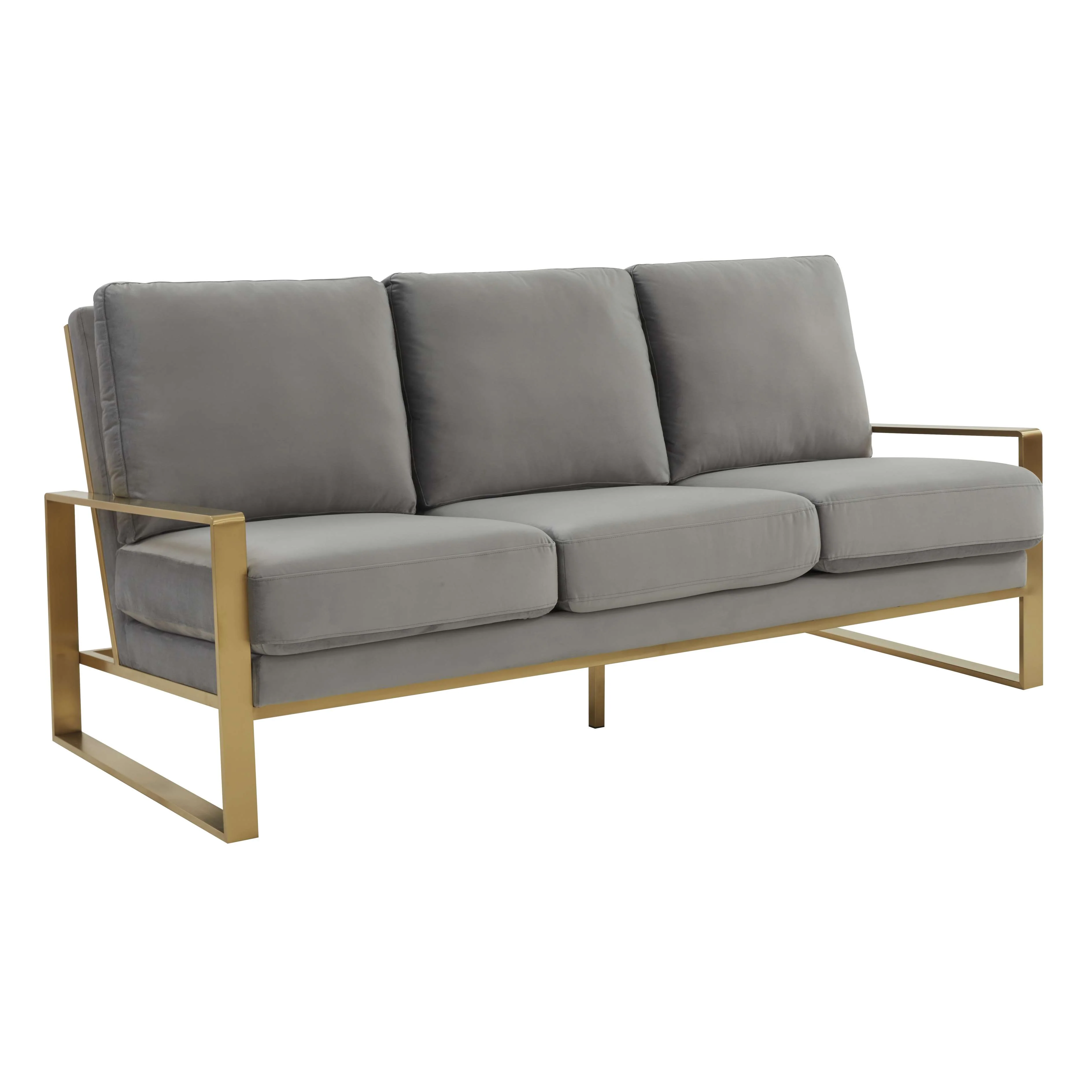 LeisureMod Jefferson Contemporary Modern Design Velvet Sofa With Gold Frame. - Image 26