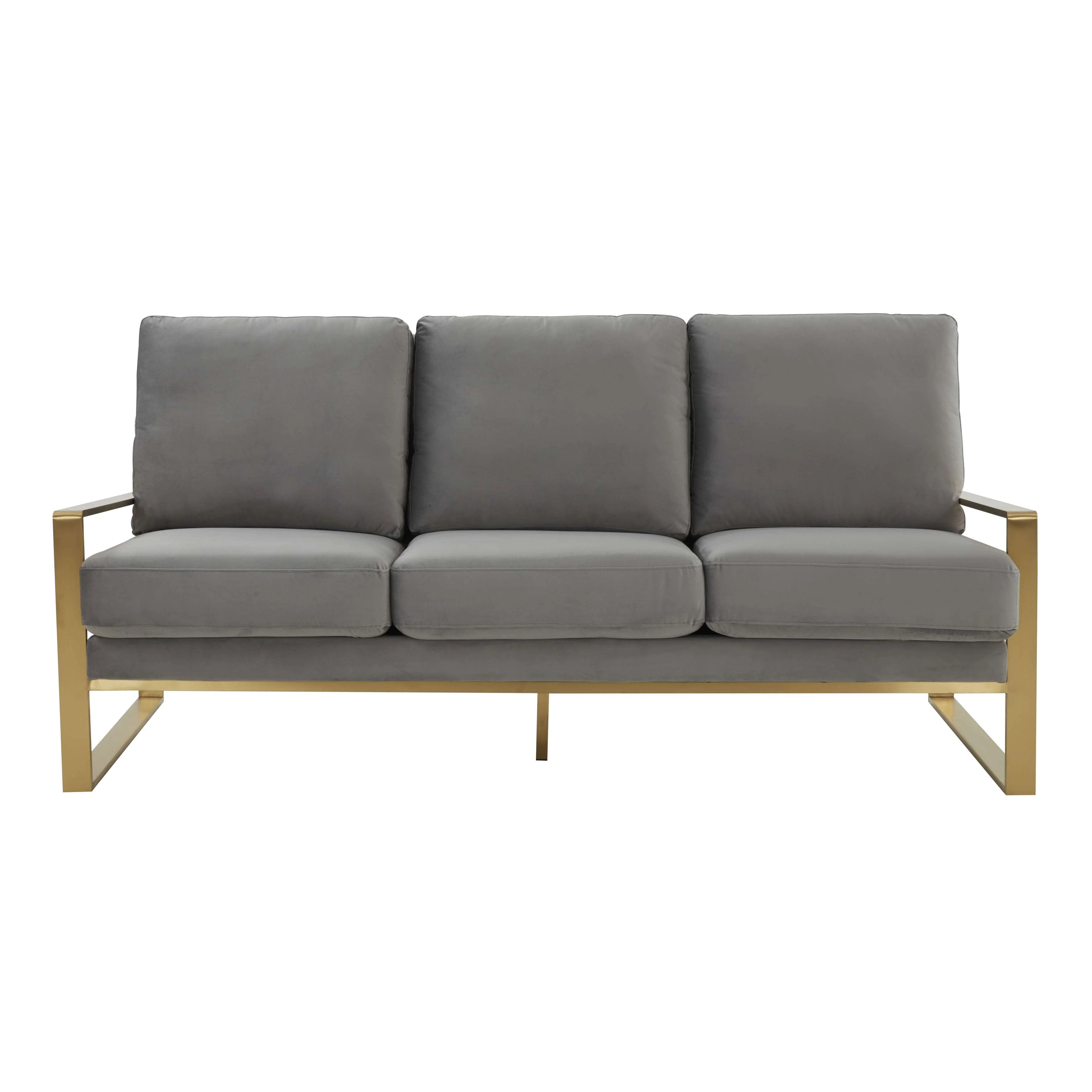 LeisureMod Jefferson Contemporary Modern Design Velvet Sofa With Gold Frame. - Image 27