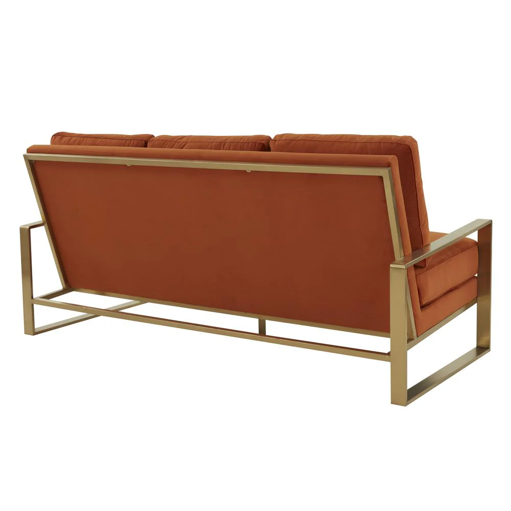 LeisureMod Jefferson Contemporary Modern Design Velvet Sofa With Gold Frame. - Image 31
