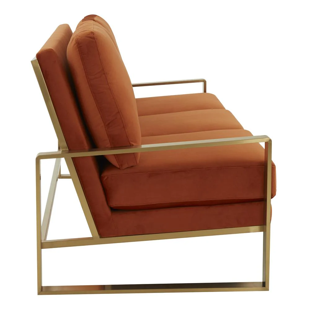 LeisureMod Jefferson Contemporary Modern Design Velvet Sofa With Gold Frame. - Image 32