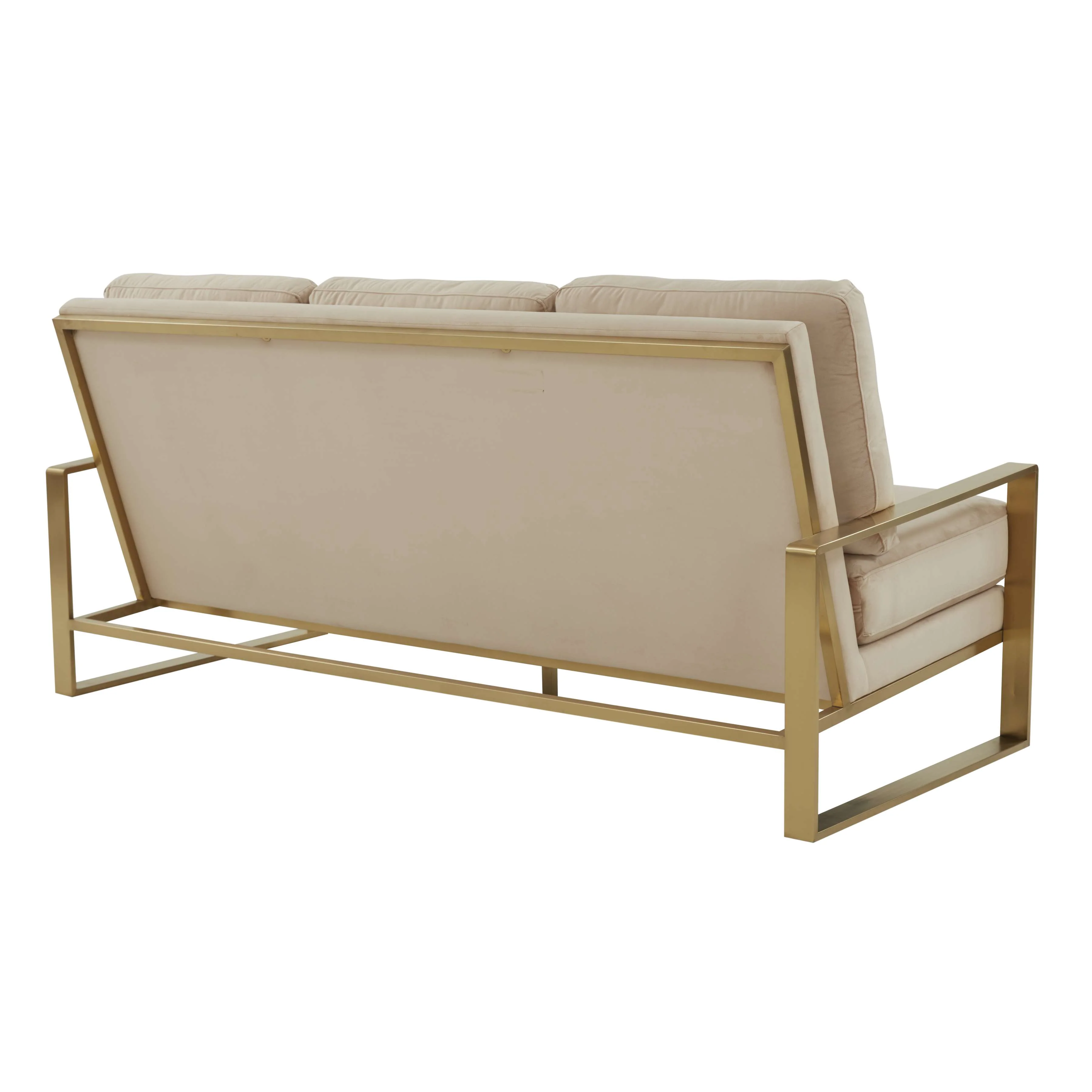 LeisureMod Jefferson Contemporary Modern Design Velvet Sofa With Gold Frame. - Image 4