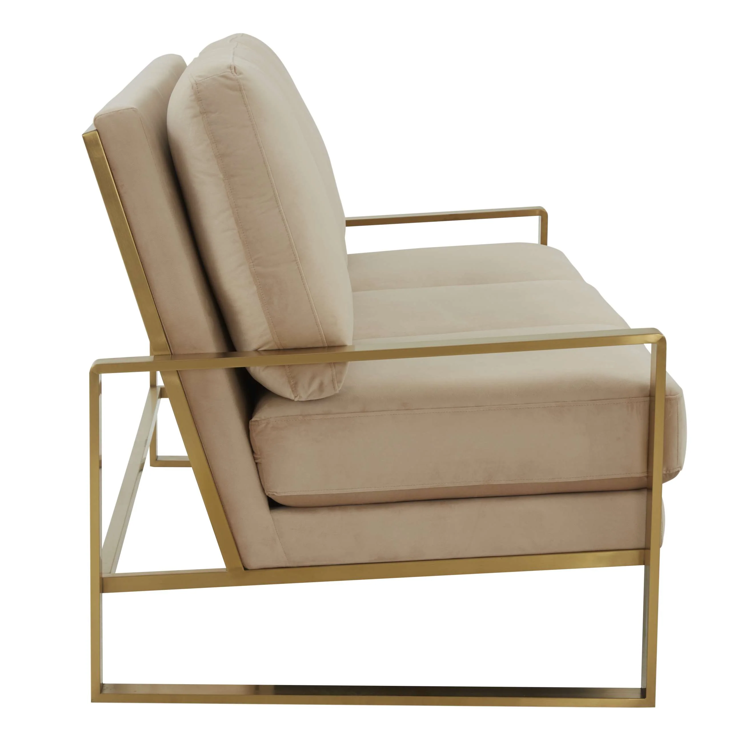 LeisureMod Jefferson Contemporary Modern Design Velvet Sofa With Gold Frame. - Image 5