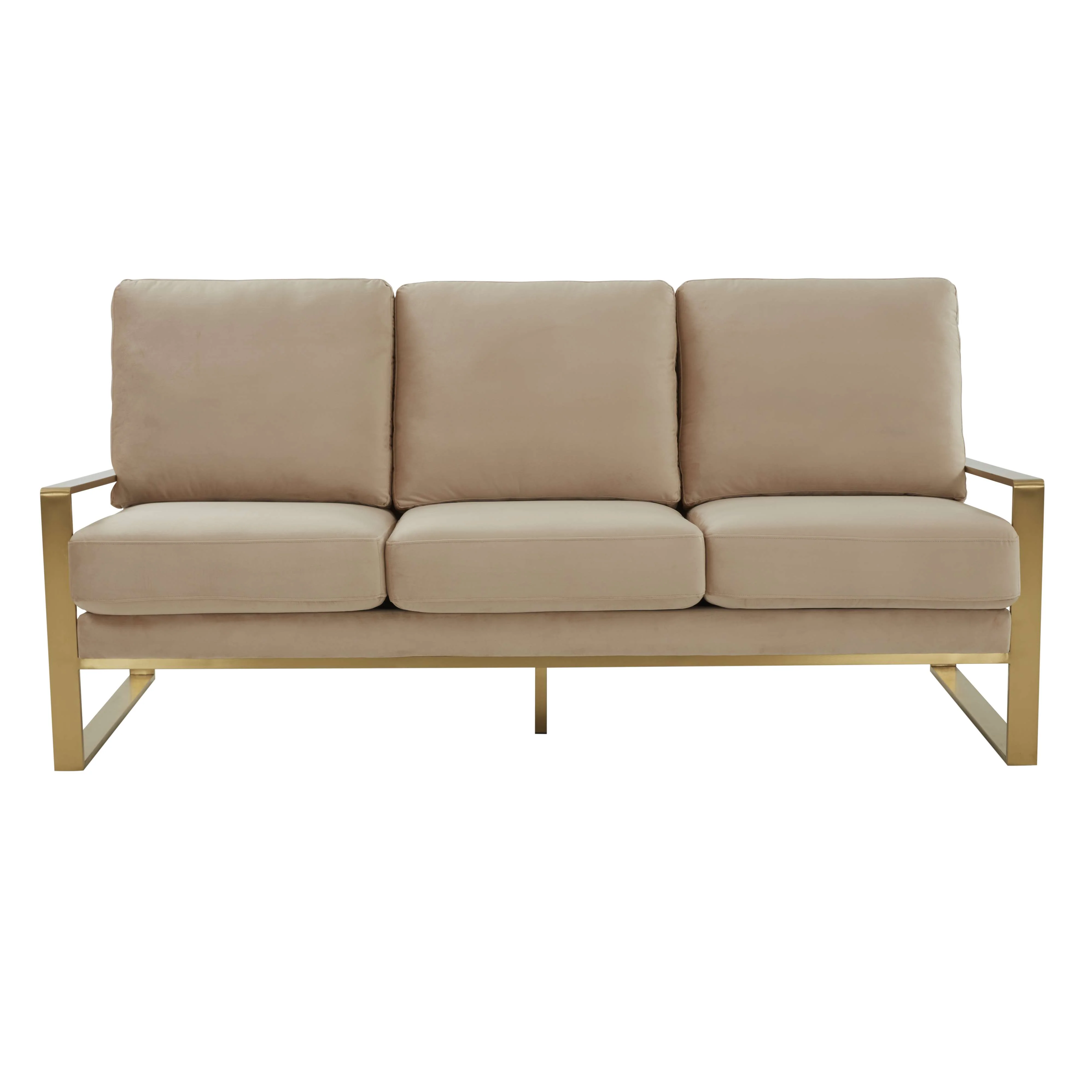 LeisureMod Jefferson Contemporary Modern Design Velvet Sofa With Gold Frame. - Image 6
