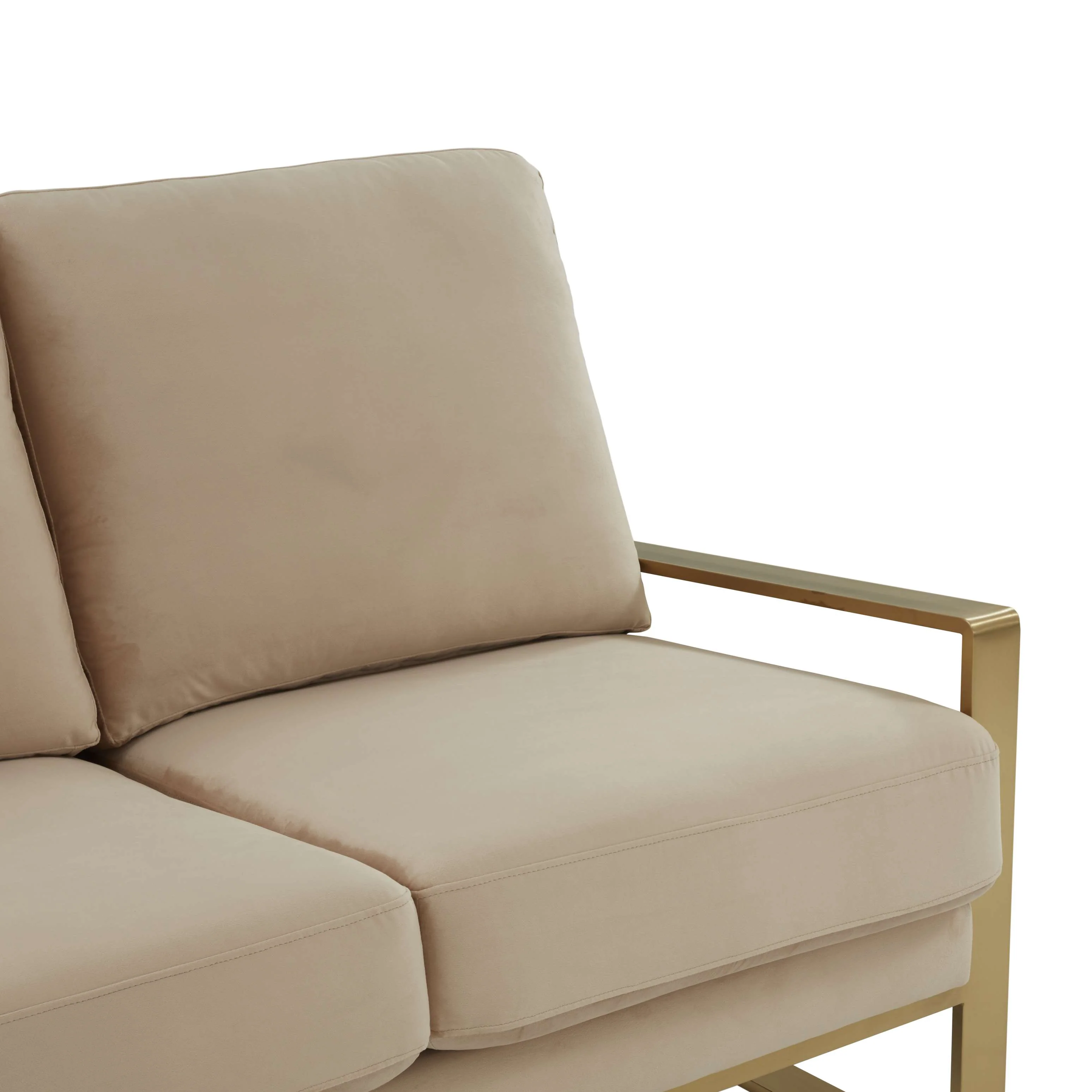 LeisureMod Jefferson Contemporary Modern Design Velvet Sofa With Gold Frame. - Image 7