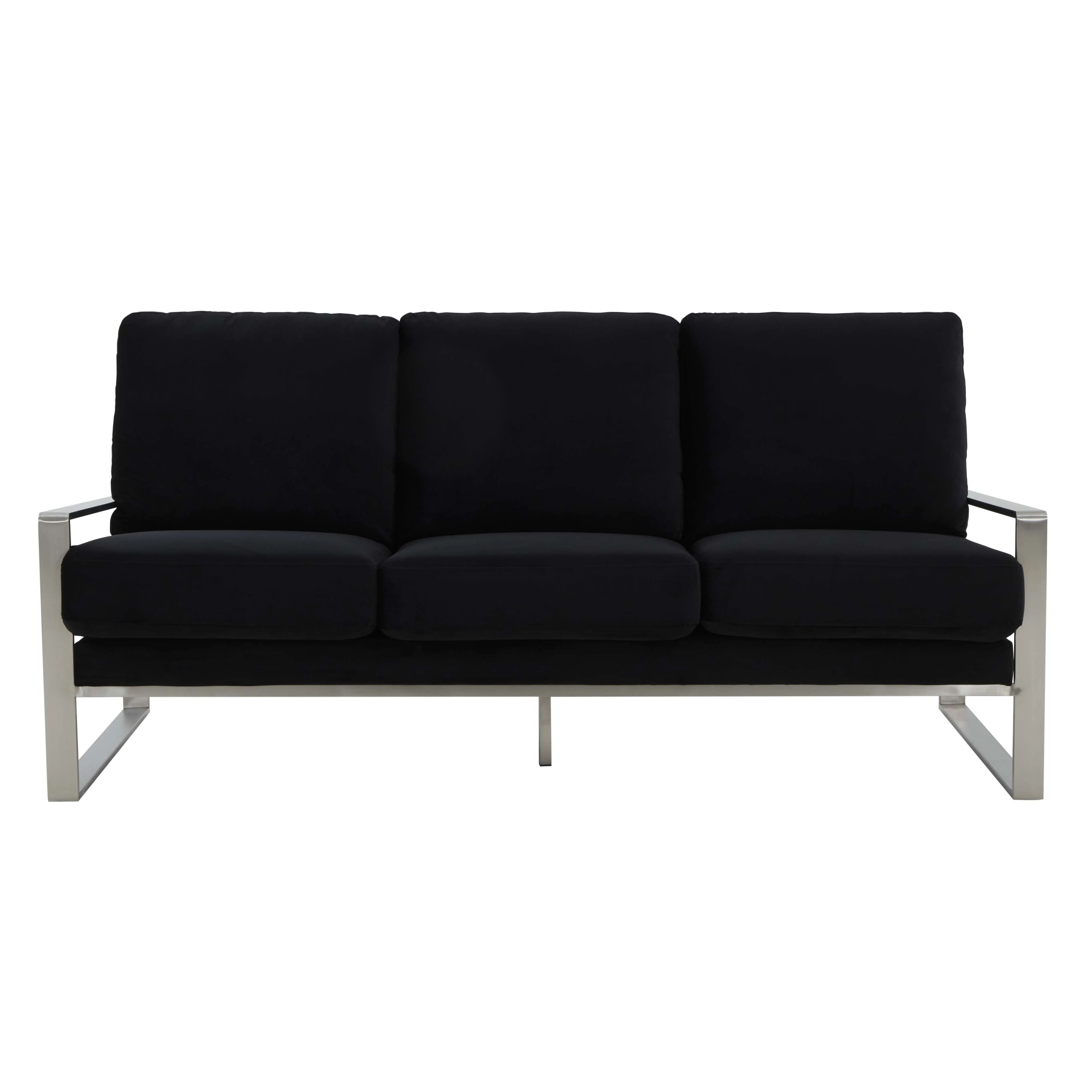 LeisureMod Jefferson Contemporary Modern Design Velvet Sofa With Silver Frame - Image 10