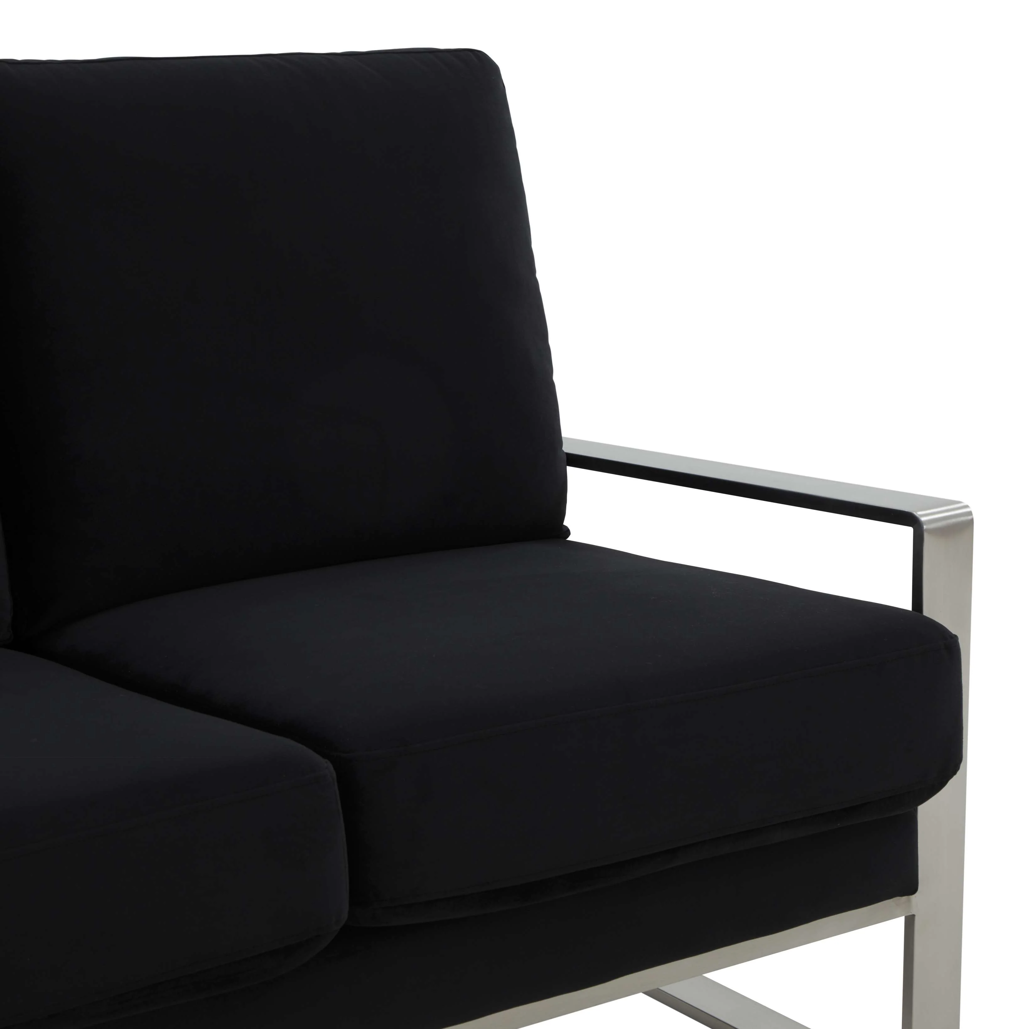 LeisureMod Jefferson Contemporary Modern Design Velvet Sofa With Silver Frame - Image 11
