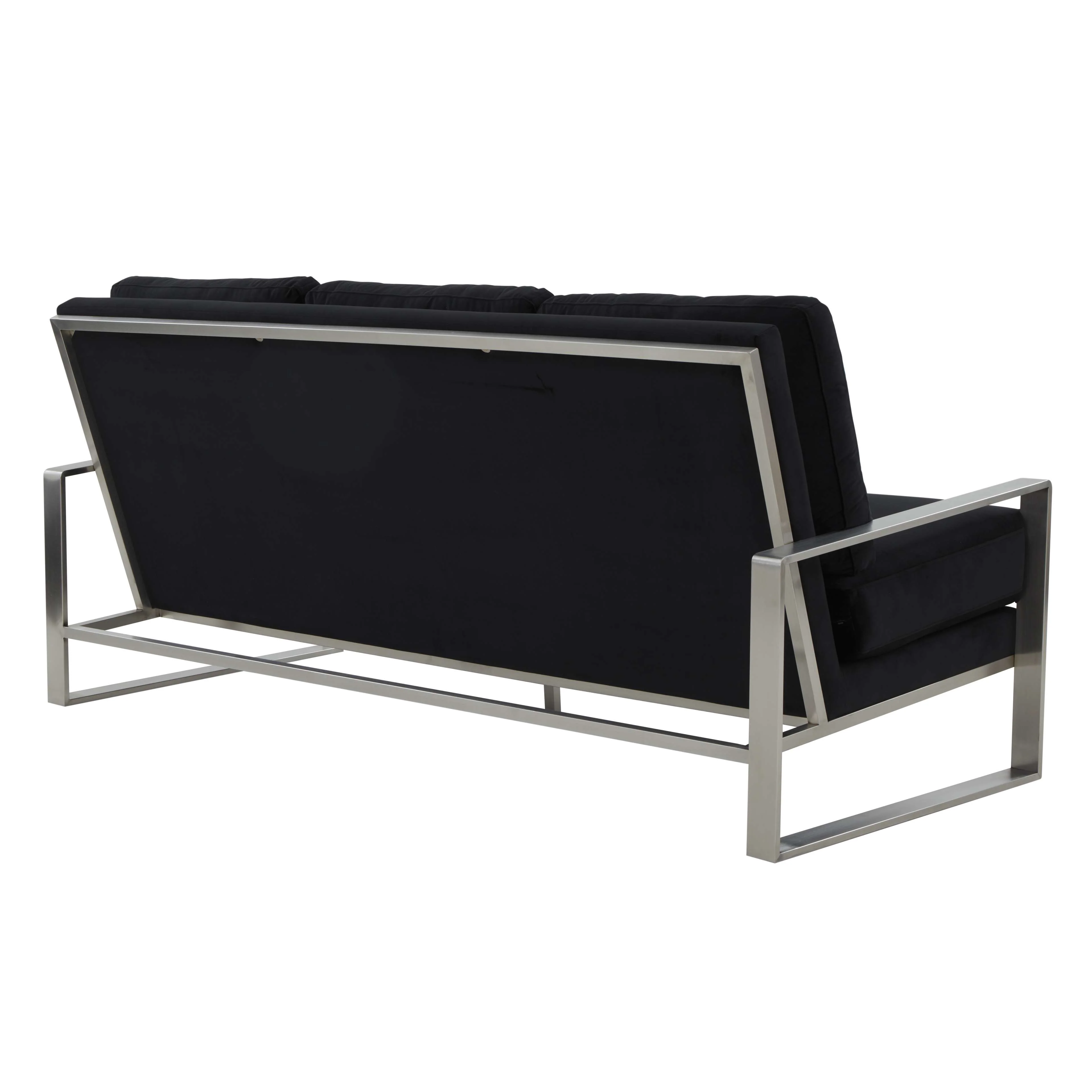 LeisureMod Jefferson Contemporary Modern Design Velvet Sofa With Silver Frame - Image 12