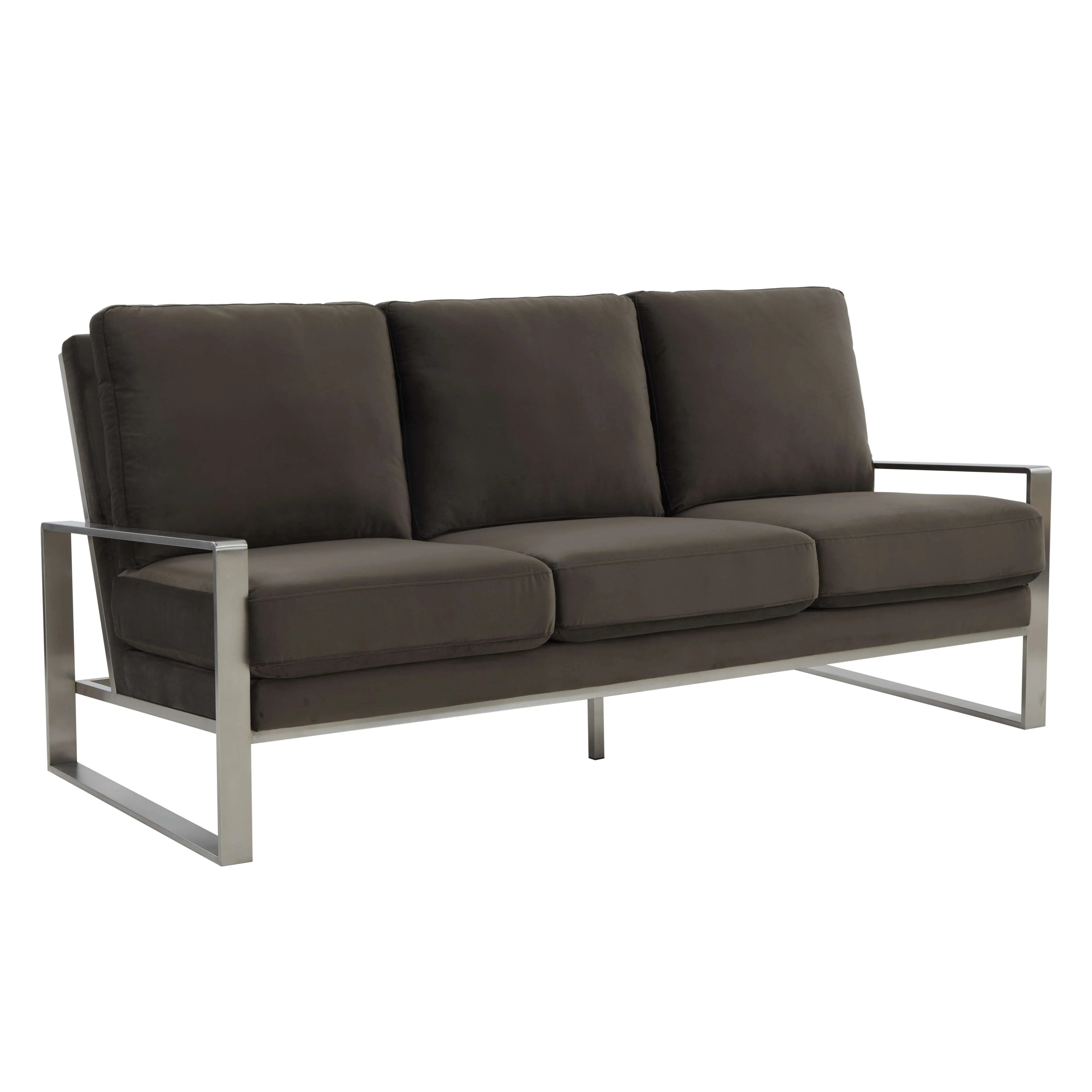 LeisureMod Jefferson Contemporary Modern Design Velvet Sofa With Silver Frame - Image 16