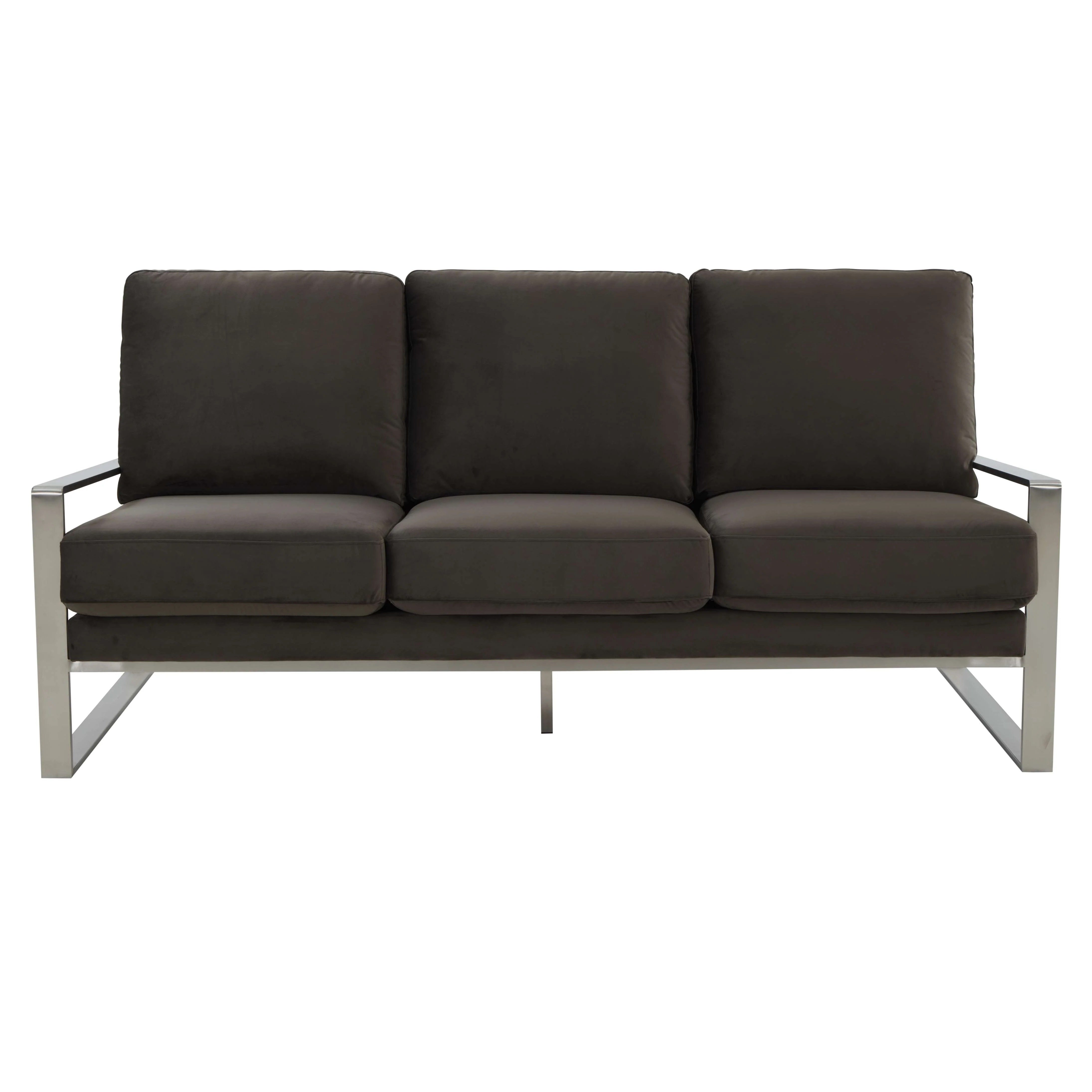 LeisureMod Jefferson Contemporary Modern Design Velvet Sofa With Silver Frame - Image 17