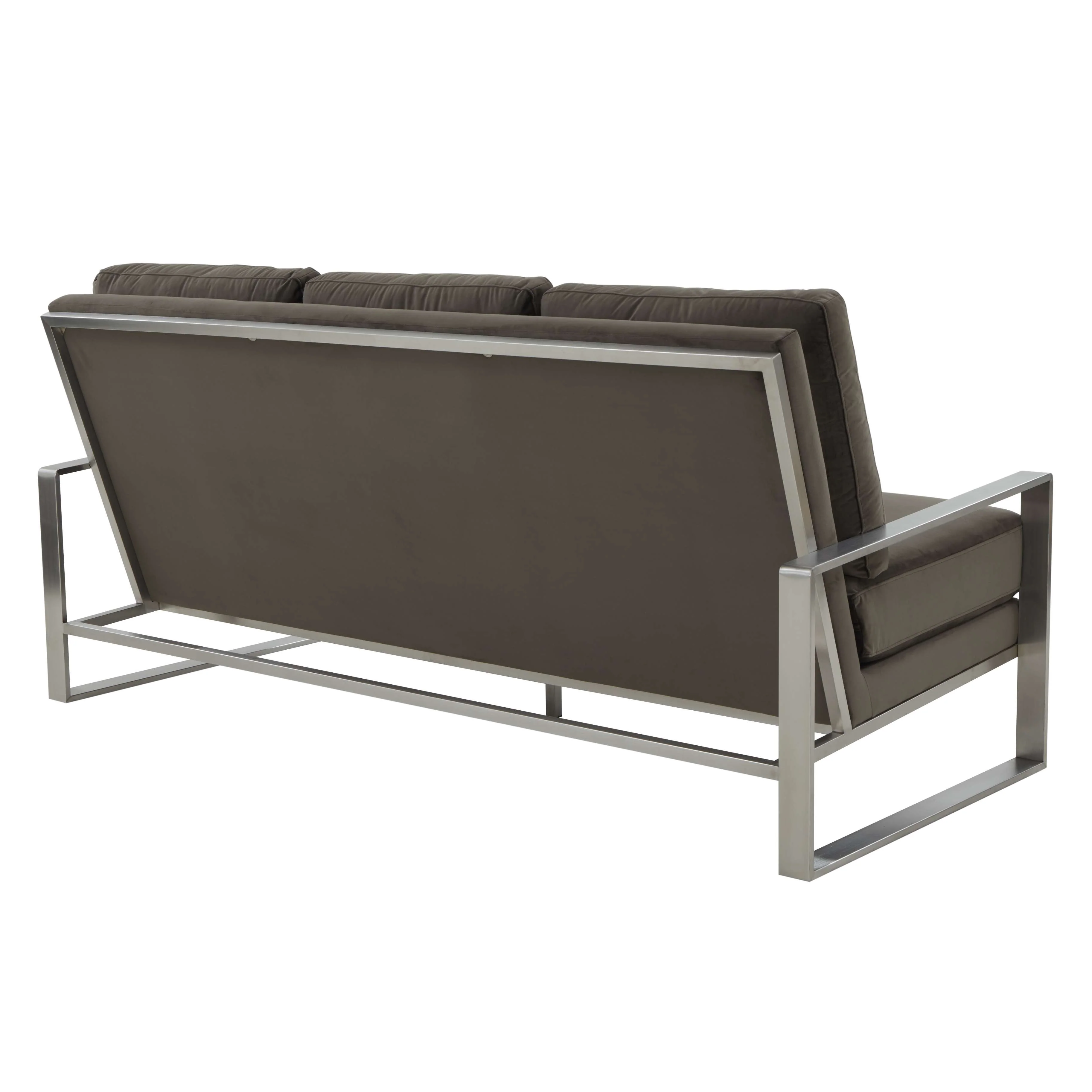 LeisureMod Jefferson Contemporary Modern Design Velvet Sofa With Silver Frame - Image 18